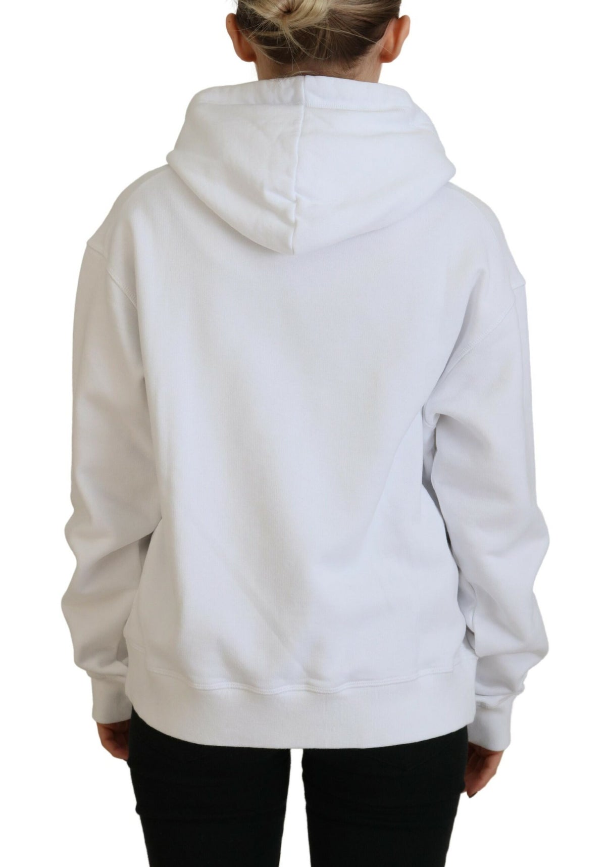 Dsquared² White Logo Patch Cotton Hoodie Sweatshirt Women's Sweater (Pre-Owned)
