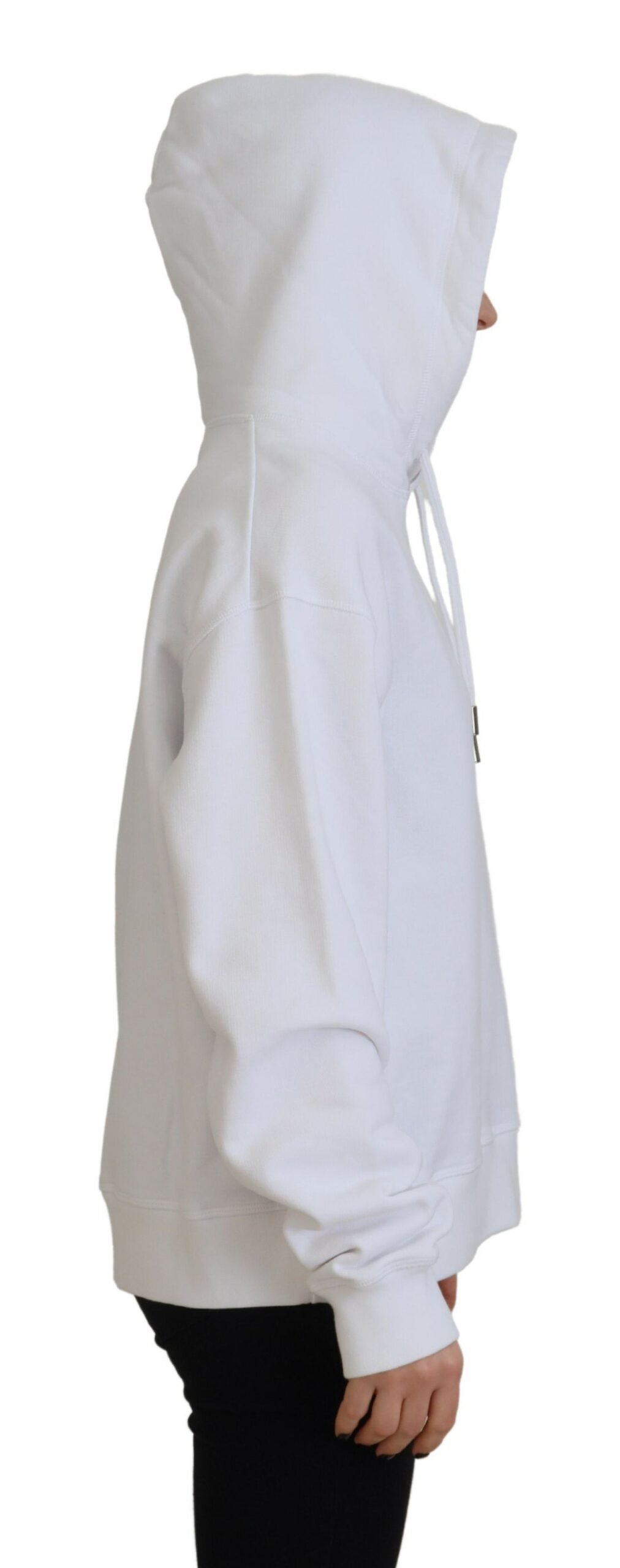 Dsquared² White Logo Patch Cotton Hoodie Sweatshirt Women's Sweater (Pre-Owned)