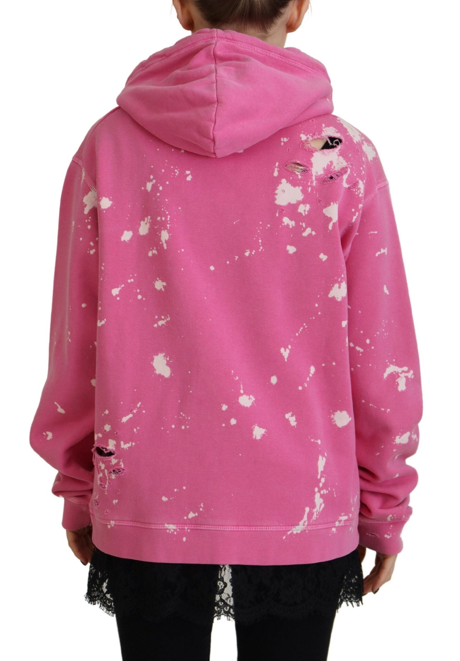 Dsquared² Pink Logo Print Cotton Hoodie Sweatshirt Women's Sweater (Pre-Owned)