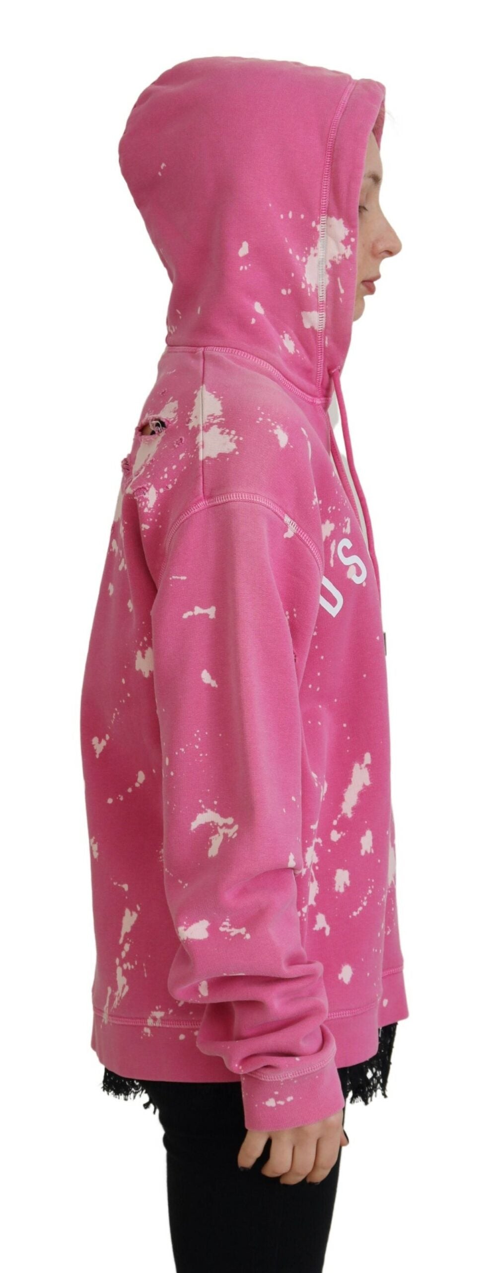 Dsquared² Pink Logo Print Cotton Hoodie Sweatshirt Women's Sweater (Pre-Owned)