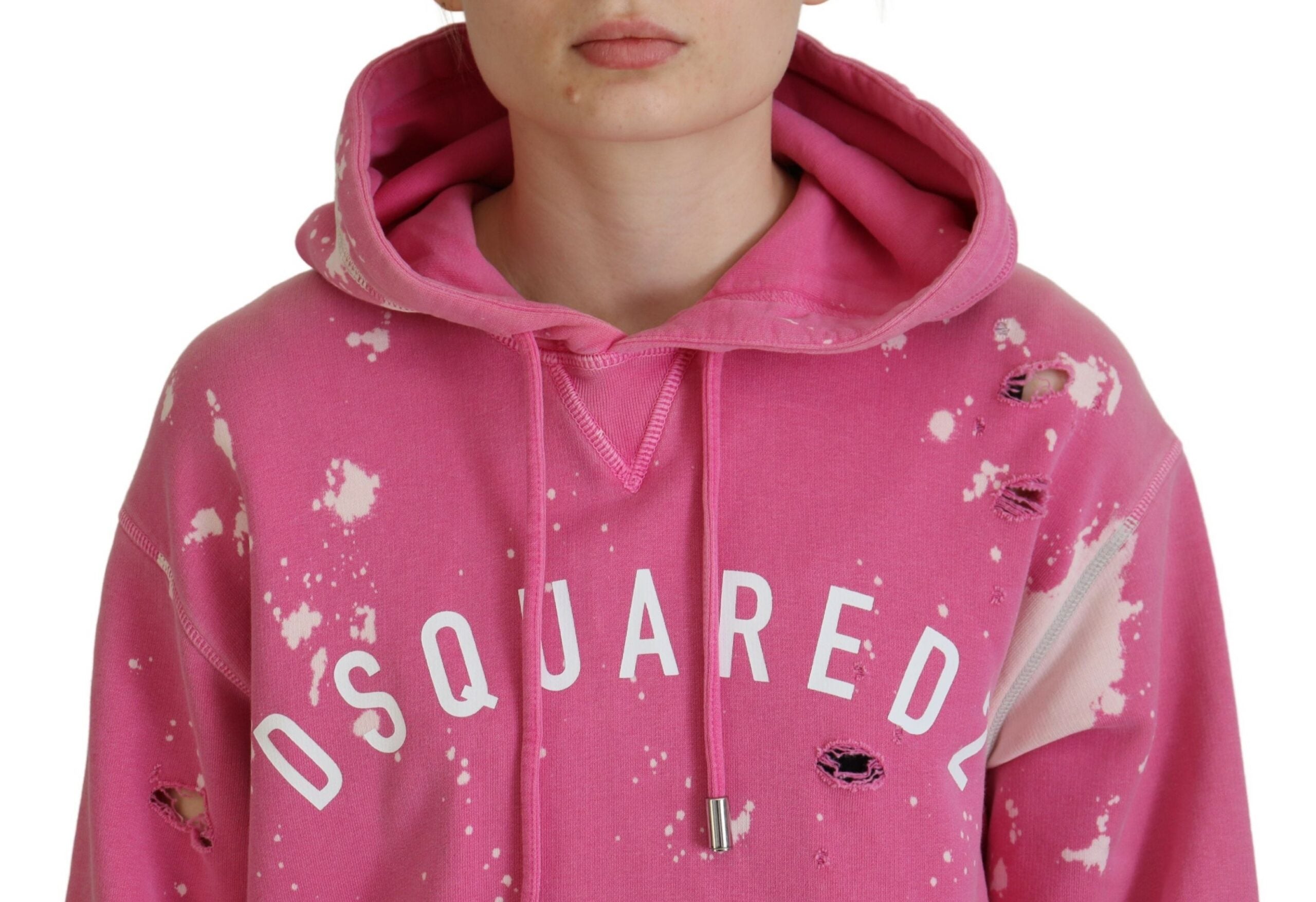 Dsquared² Pink Logo Print Cotton Hoodie Sweatshirt Women's Sweater (Pre-Owned)