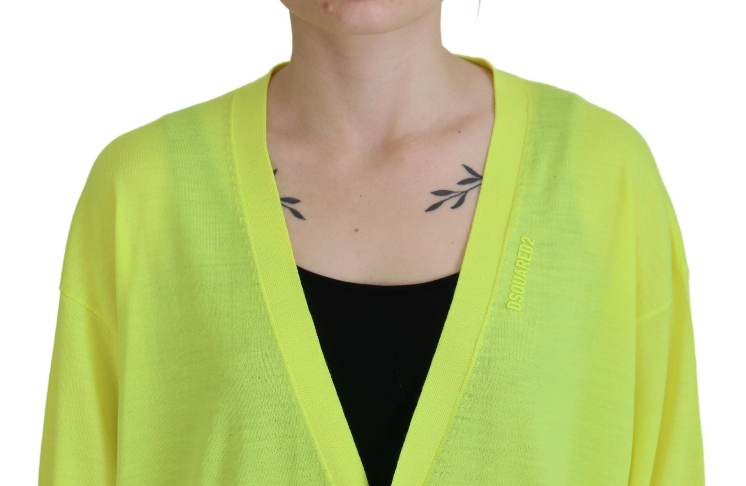 Dsquared² Yellow Wool Knitted Buttoned Cardigan Women's Sweater (Pre-Owned)