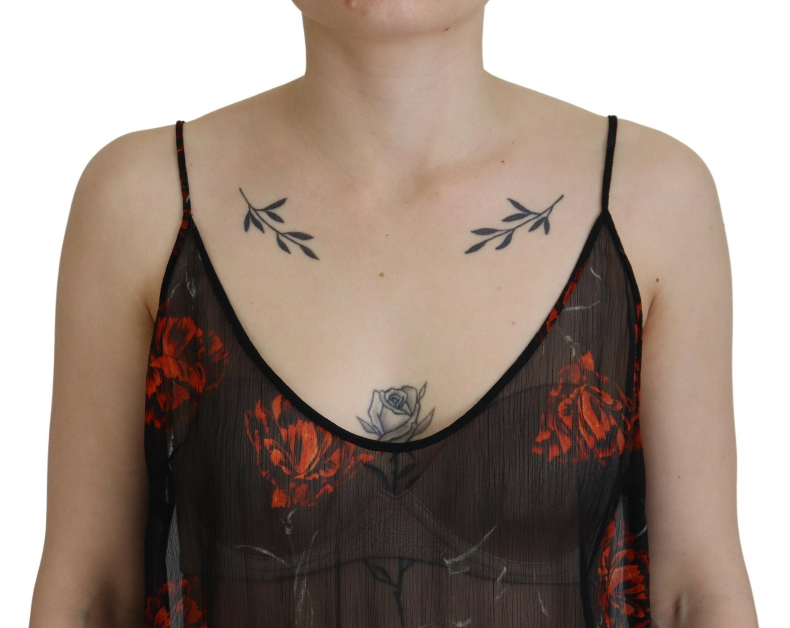 Dsquared² Black Floral Print Spaghetti Strap Tank Blouse Women's Top (Pre-Owned)