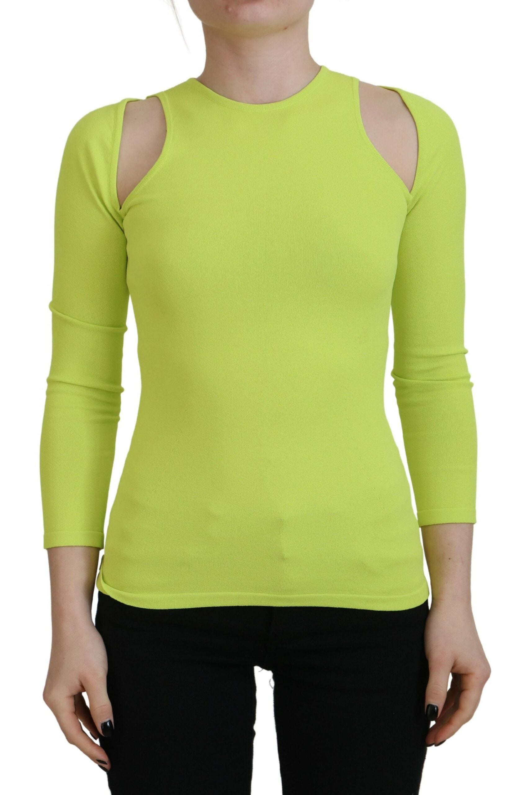 Dsquared² Yellow Green Viscose Open Shoulder Long Sleeves Women's Top (Pre-Owned)