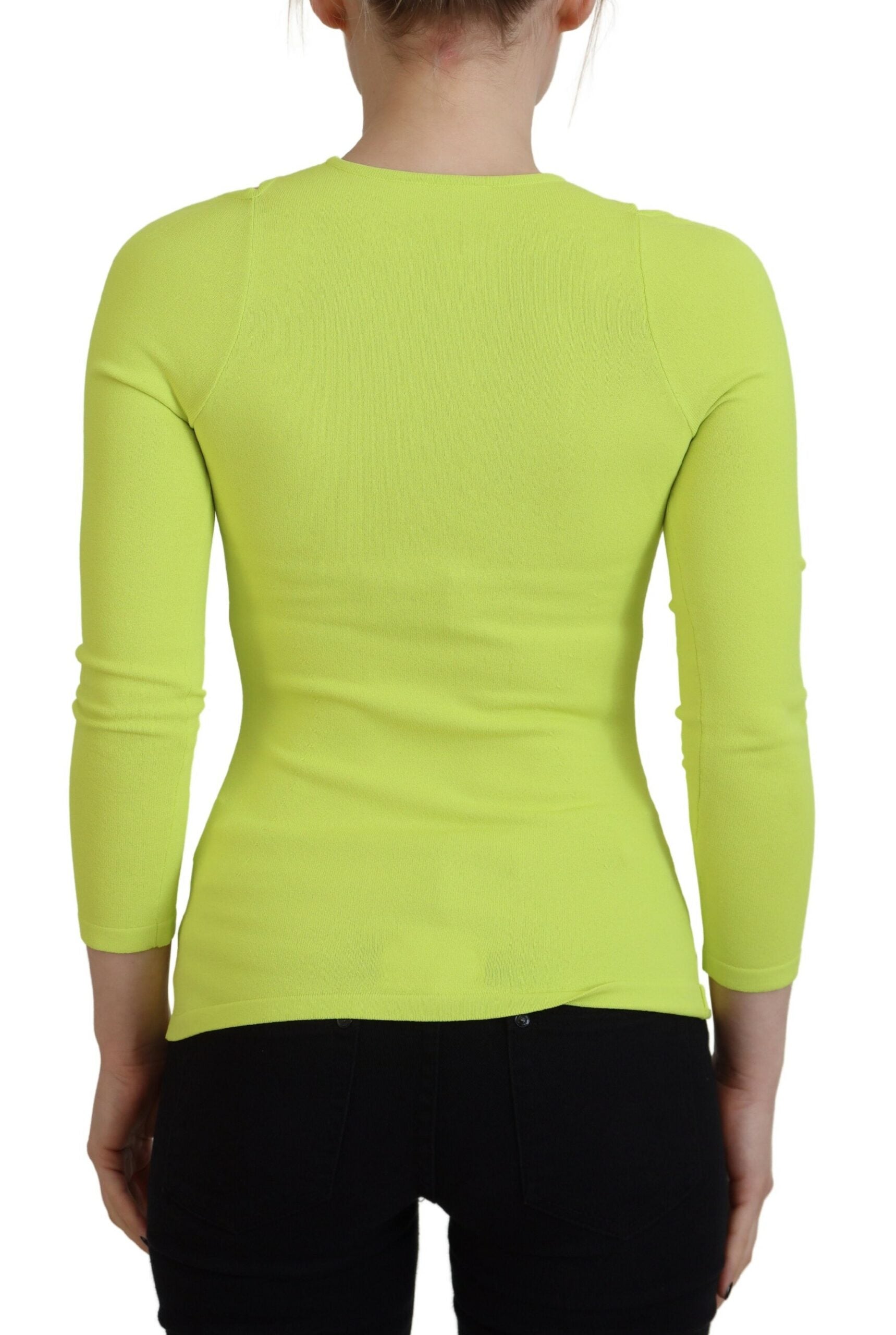 Dsquared² Yellow Green Viscose Open Shoulder Long Sleeves Women's Top (Pre-Owned)