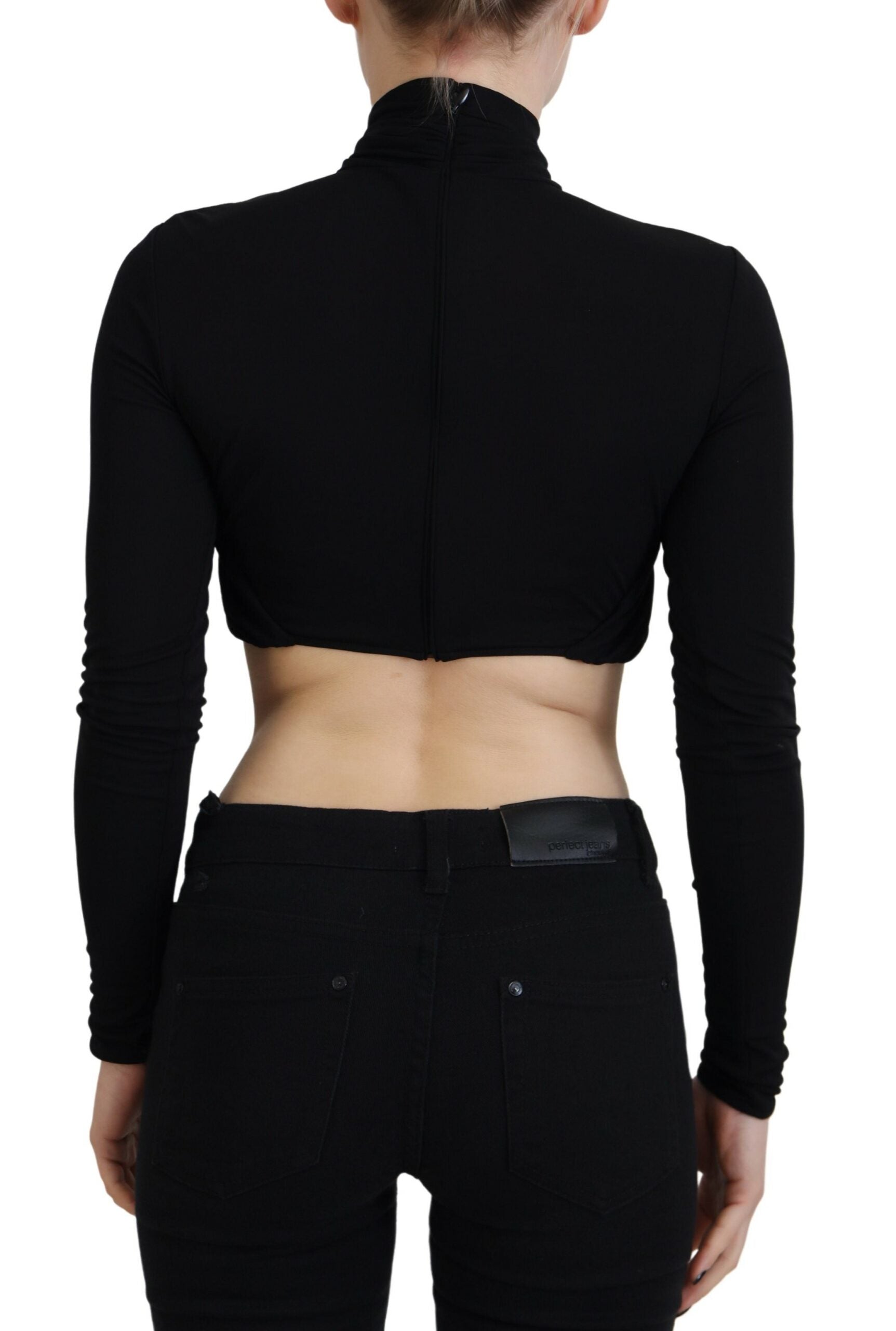 Dsquared² Black Cut Out Viscose Cropped Long Sleeves Women's Top (Pre-Owned)