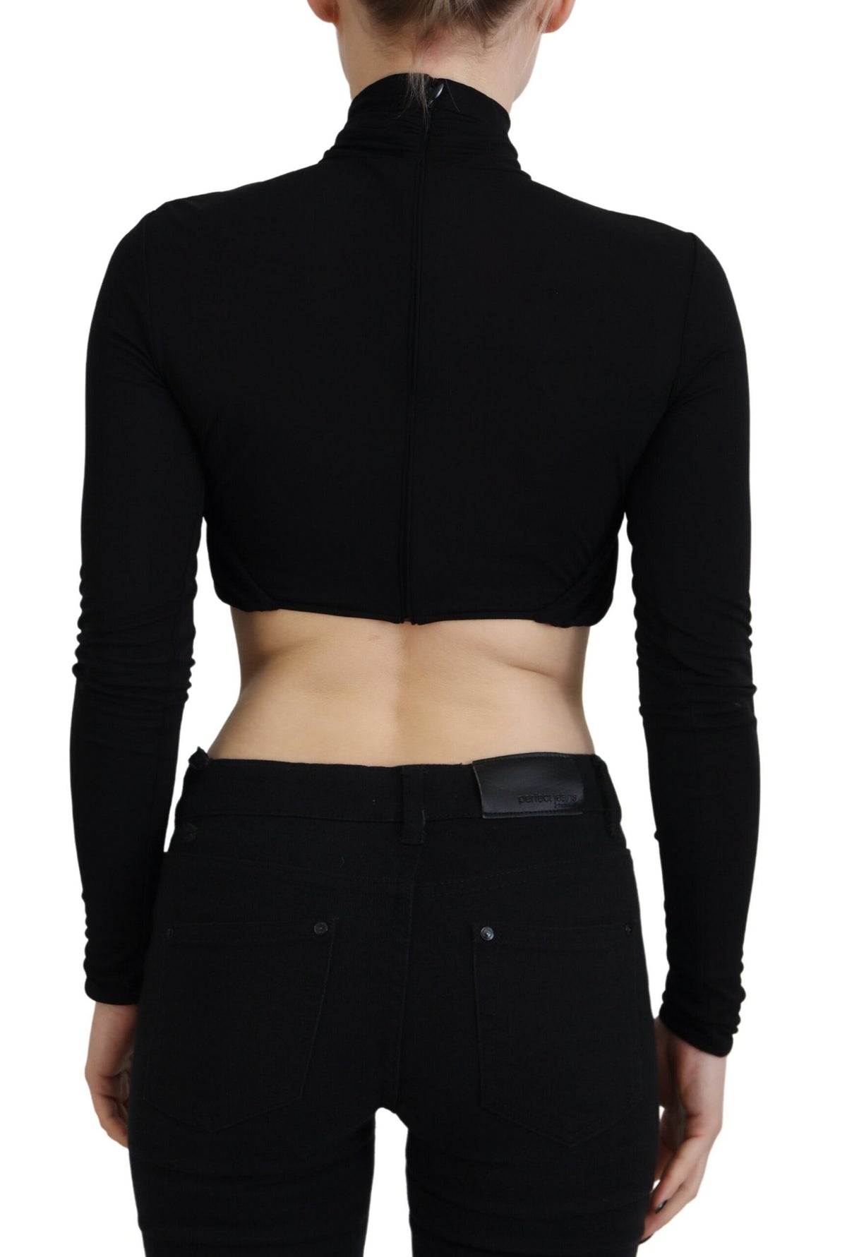 Dsquared² Black Cut Out Viscose Cropped Long Sleeves Women's Top (Pre-Owned)