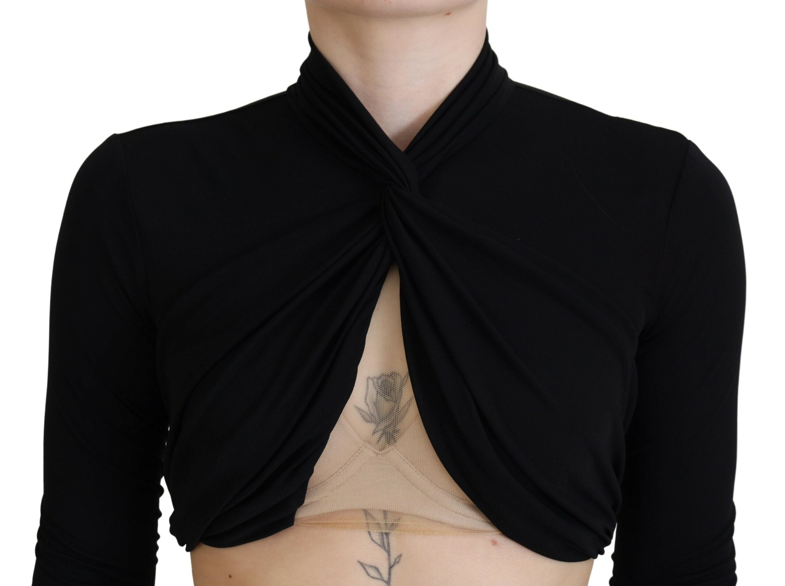 Dsquared² Black Cut Out Viscose Cropped Long Sleeves Women's Top (Pre-Owned)