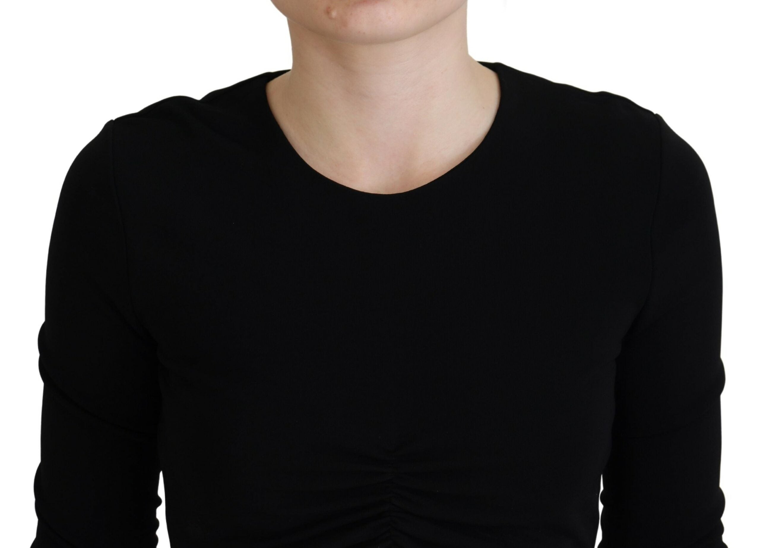 Dsquared² Black Viscose Cropped Round Neck Long Sleeves Women's Top (Pre-Owned)