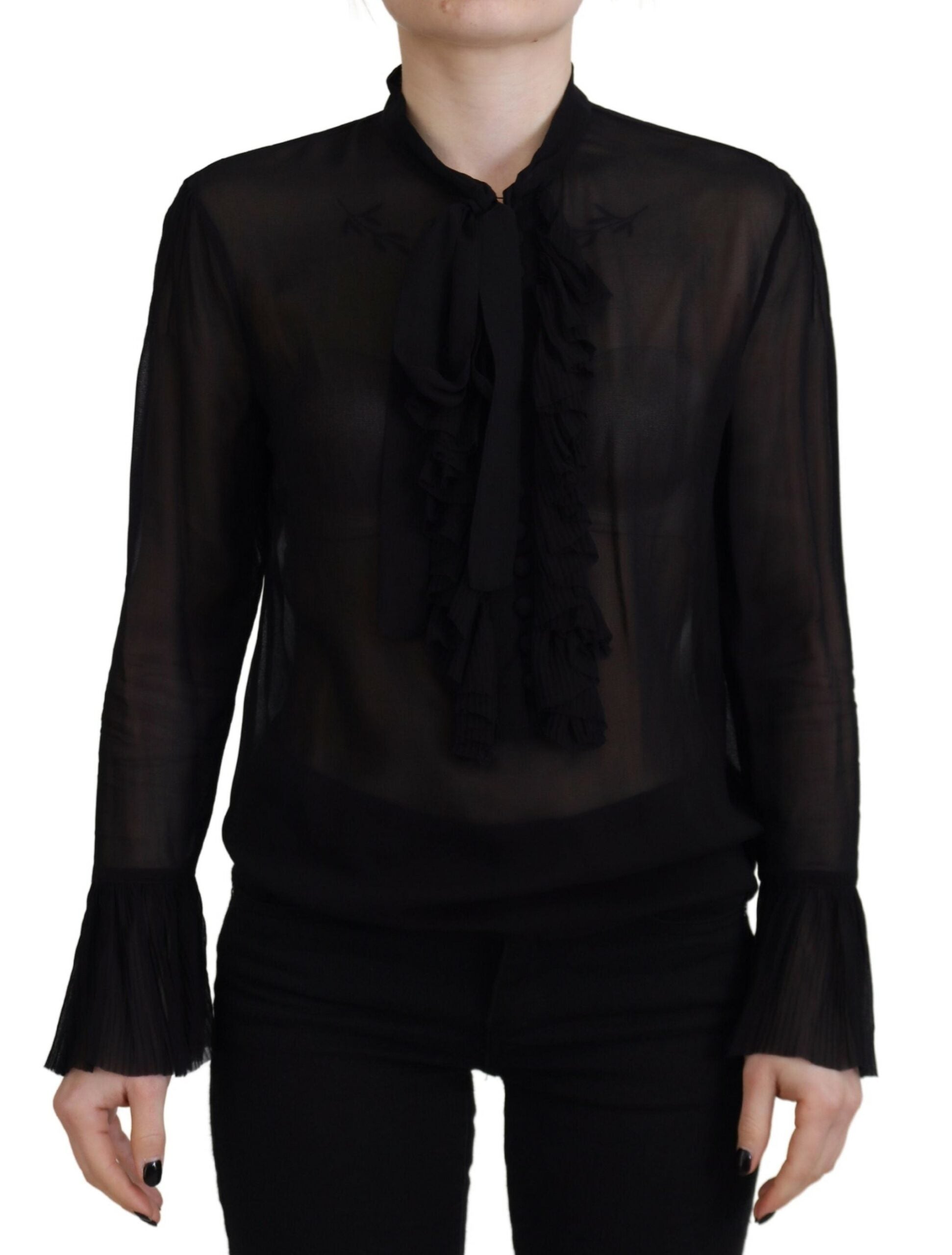 Dsquared² Black Viscose Long Sleeves See Through Blouse Women's Top (Pre-Owned)