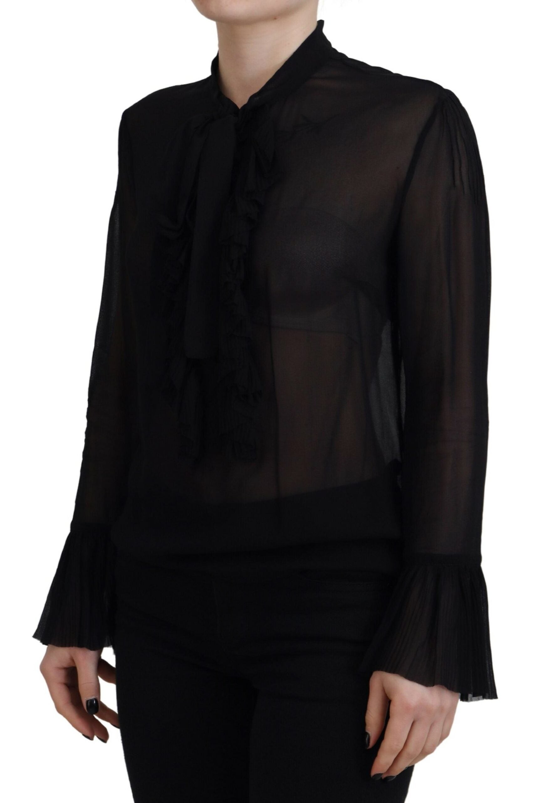Dsquared² Black Viscose Long Sleeves See Through Blouse Women's Top (Pre-Owned)