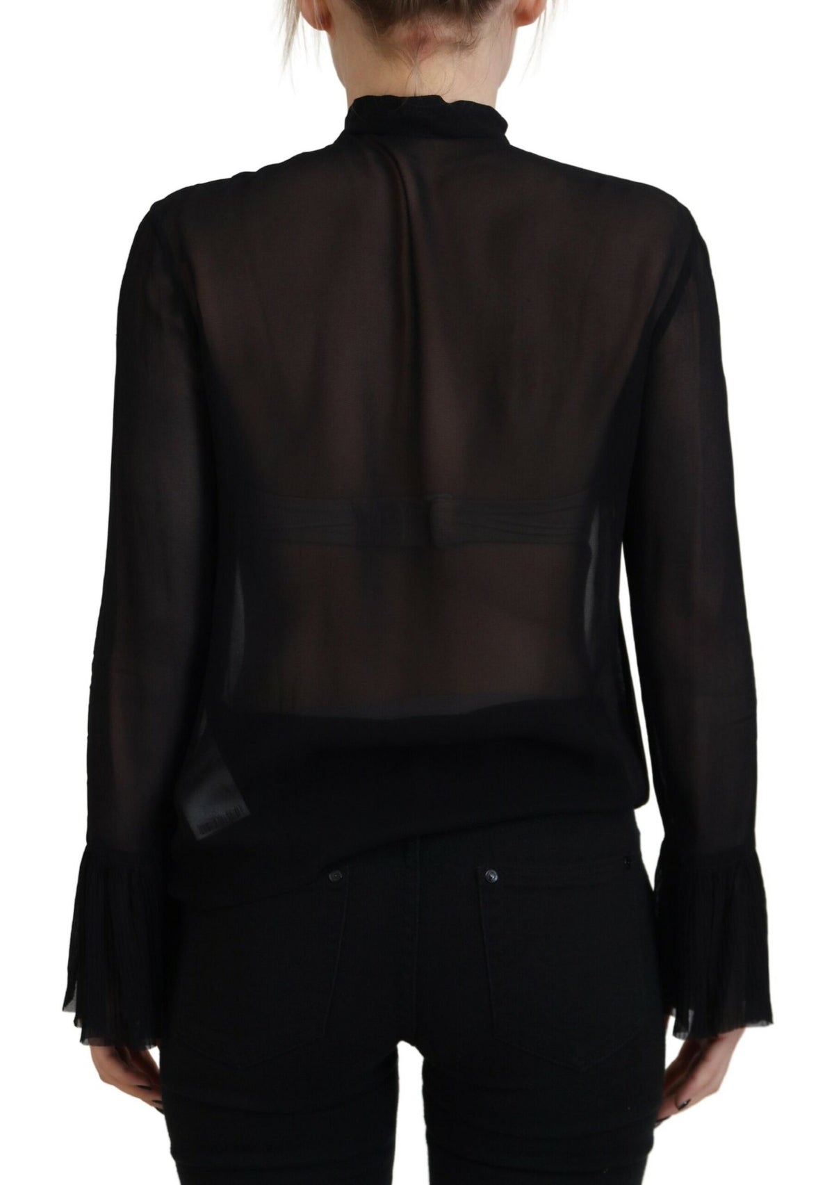 Dsquared² Black Viscose Long Sleeves See Through Blouse Women's Top (Pre-Owned)
