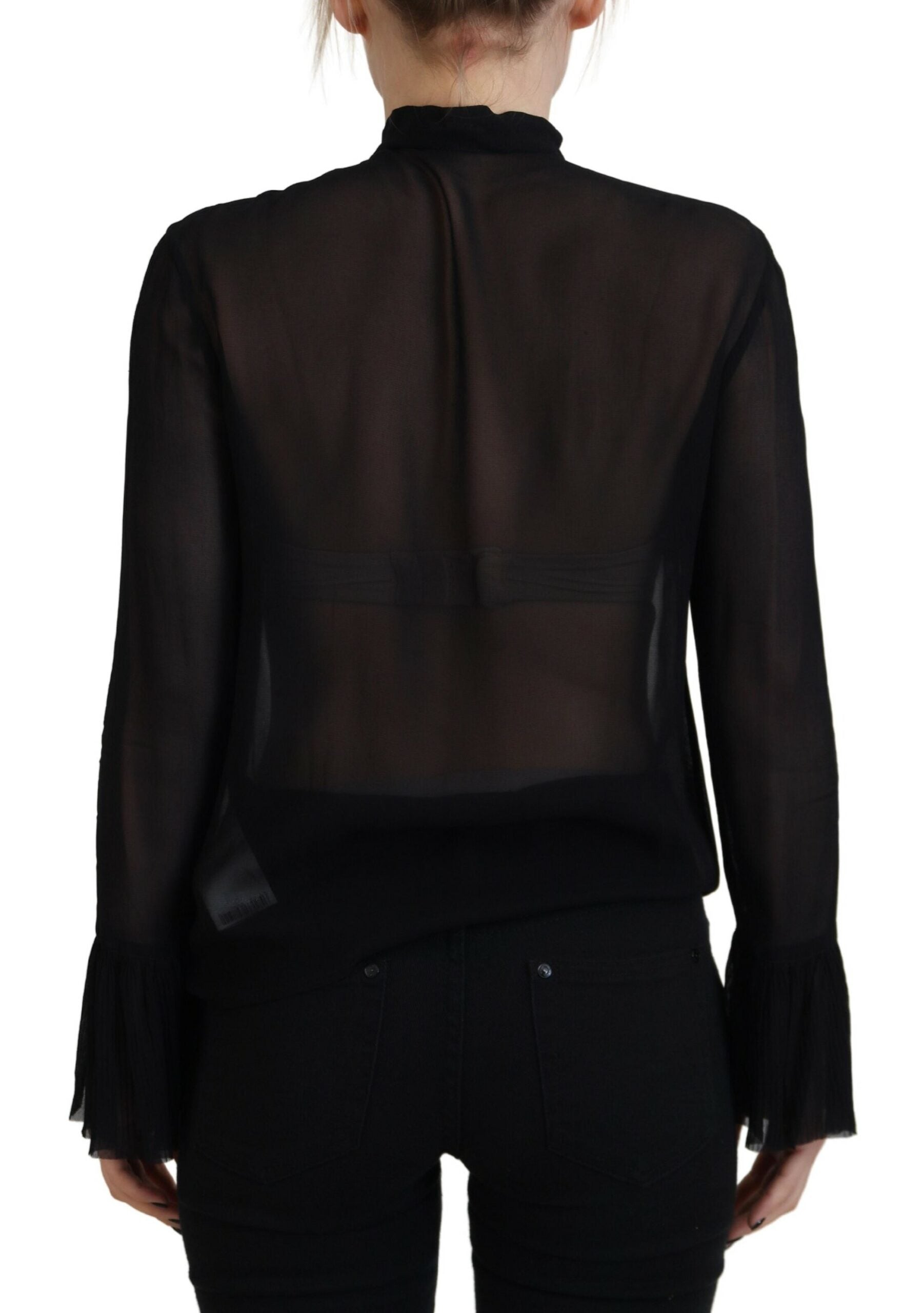 Dsquared² Black Viscose Long Sleeves See Through Blouse Women's Top (Pre-Owned)