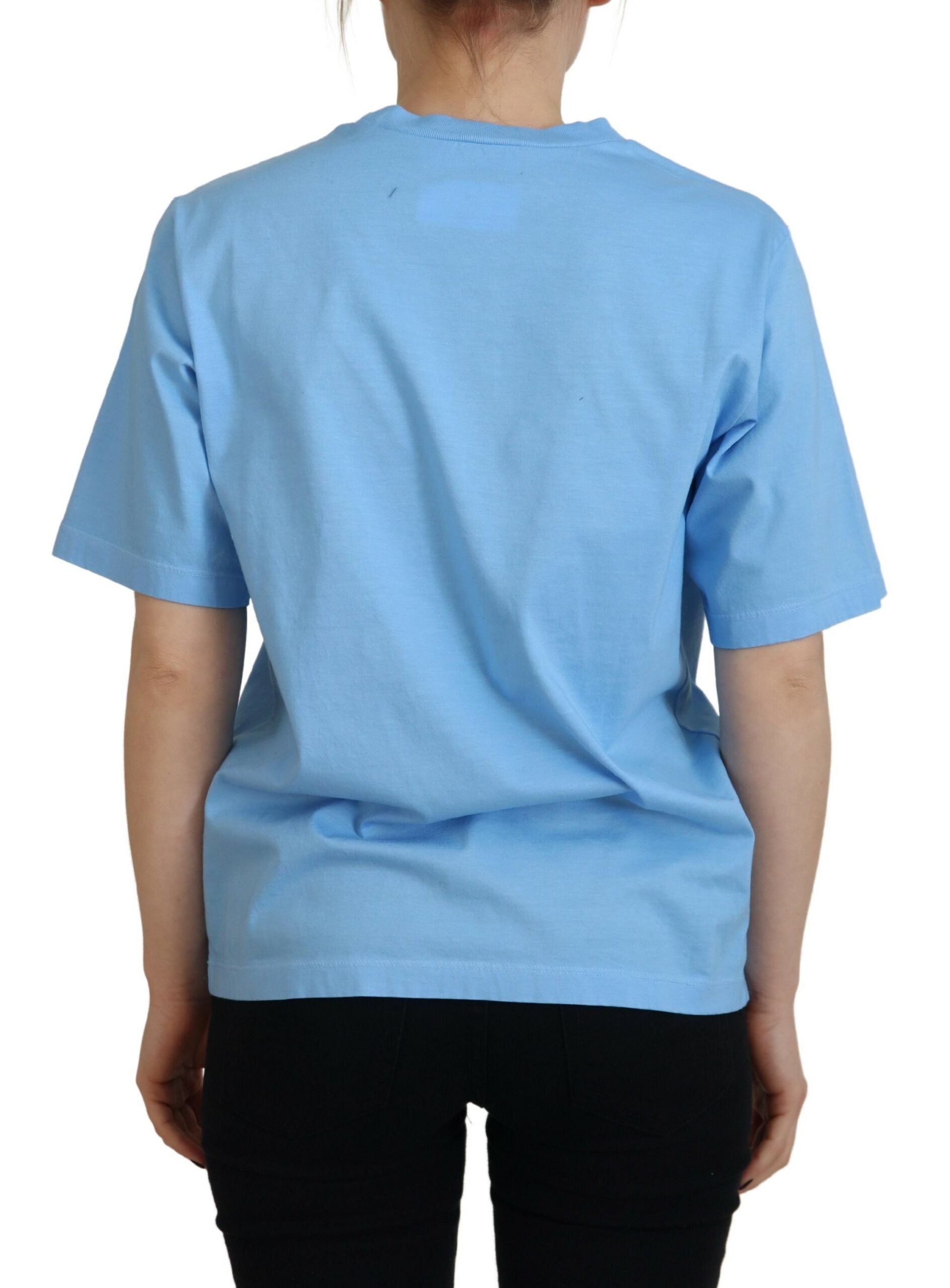 Dsquared² Blue Logo Print Cotton Crewneck Short Sleeve Women's T-shirt (Pre-Owned)