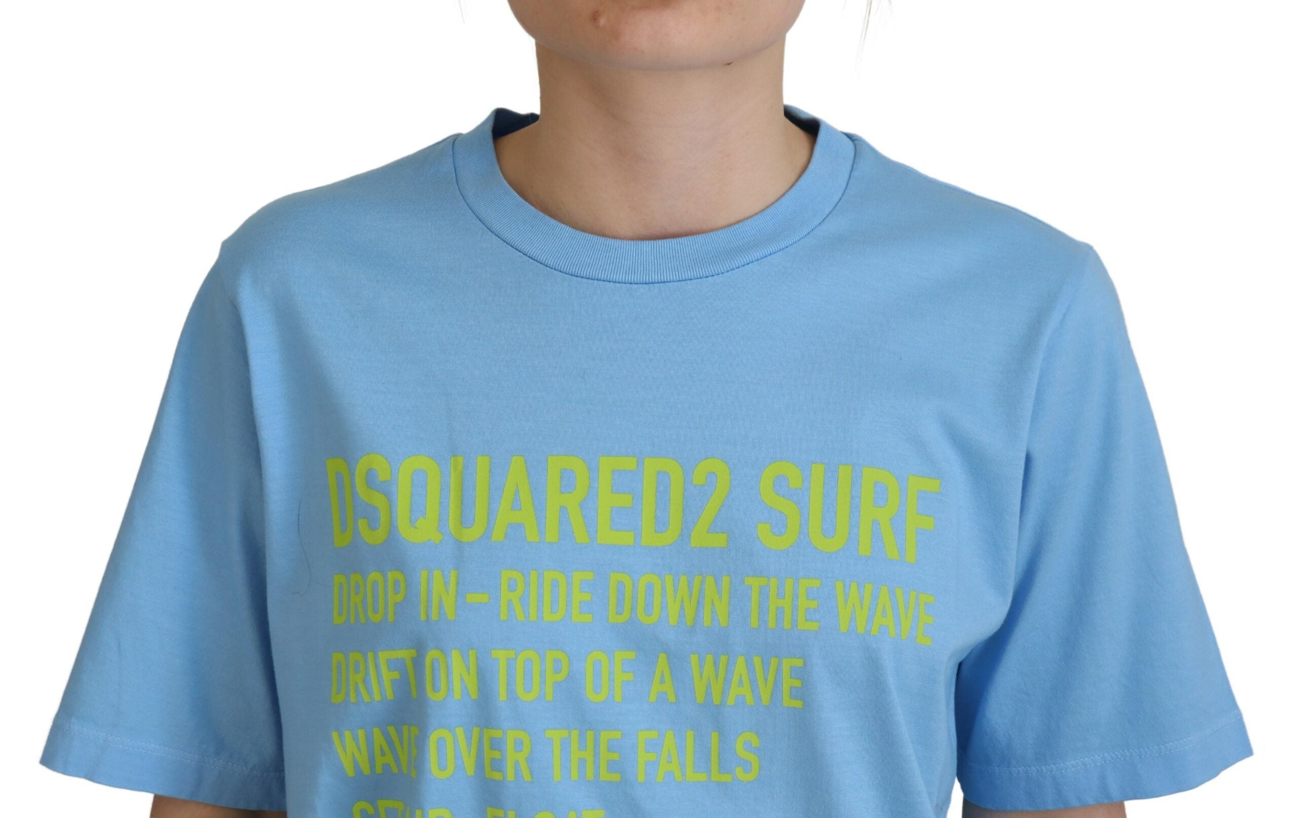 Dsquared² Blue Logo Print Cotton Crewneck Short Sleeve Women's T-shirt (Pre-Owned)