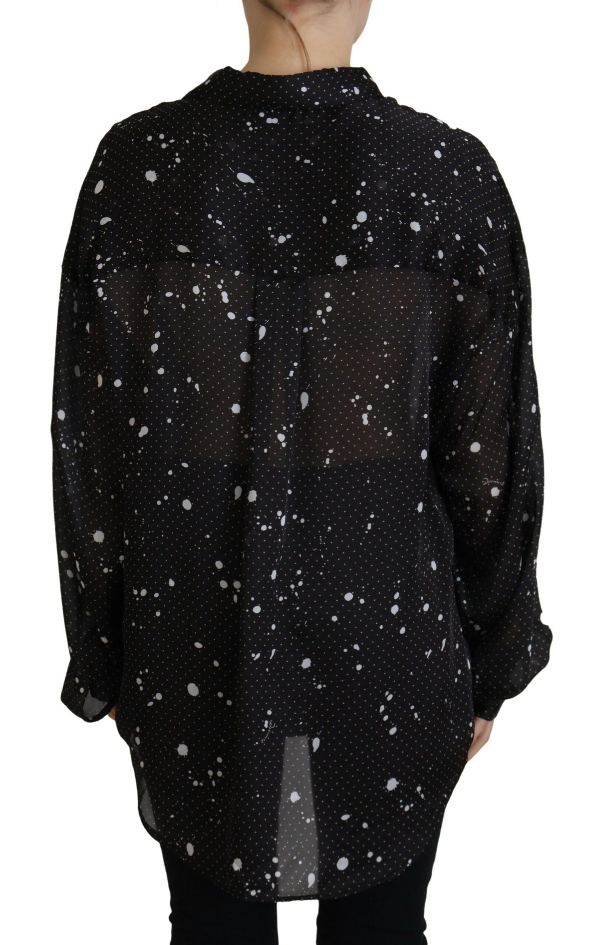 Dsquared² Black Polka Dots Collared Button Down Blouse Women's Top (Pre-Owned)