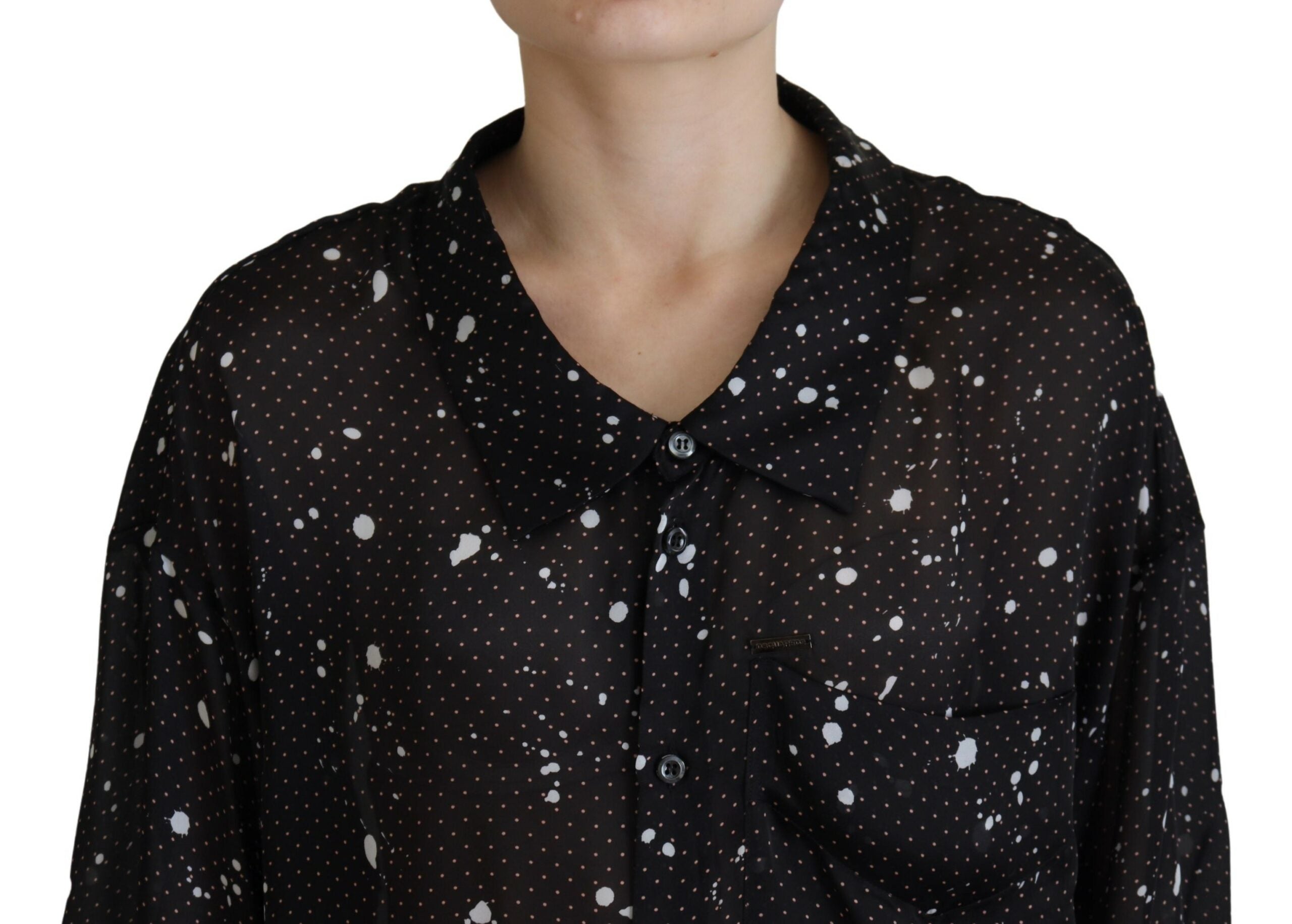 Dsquared² Black Polka Dots Collared Button Down Blouse Women's Top (Pre-Owned)