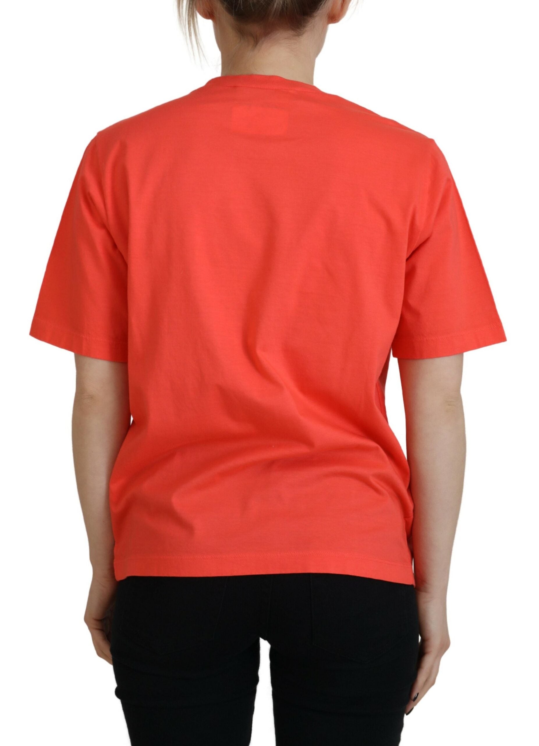 Dsquared² Orange Logo Cotton Crewneck Short Sleeve Women's T-shirt (Pre-Owned)