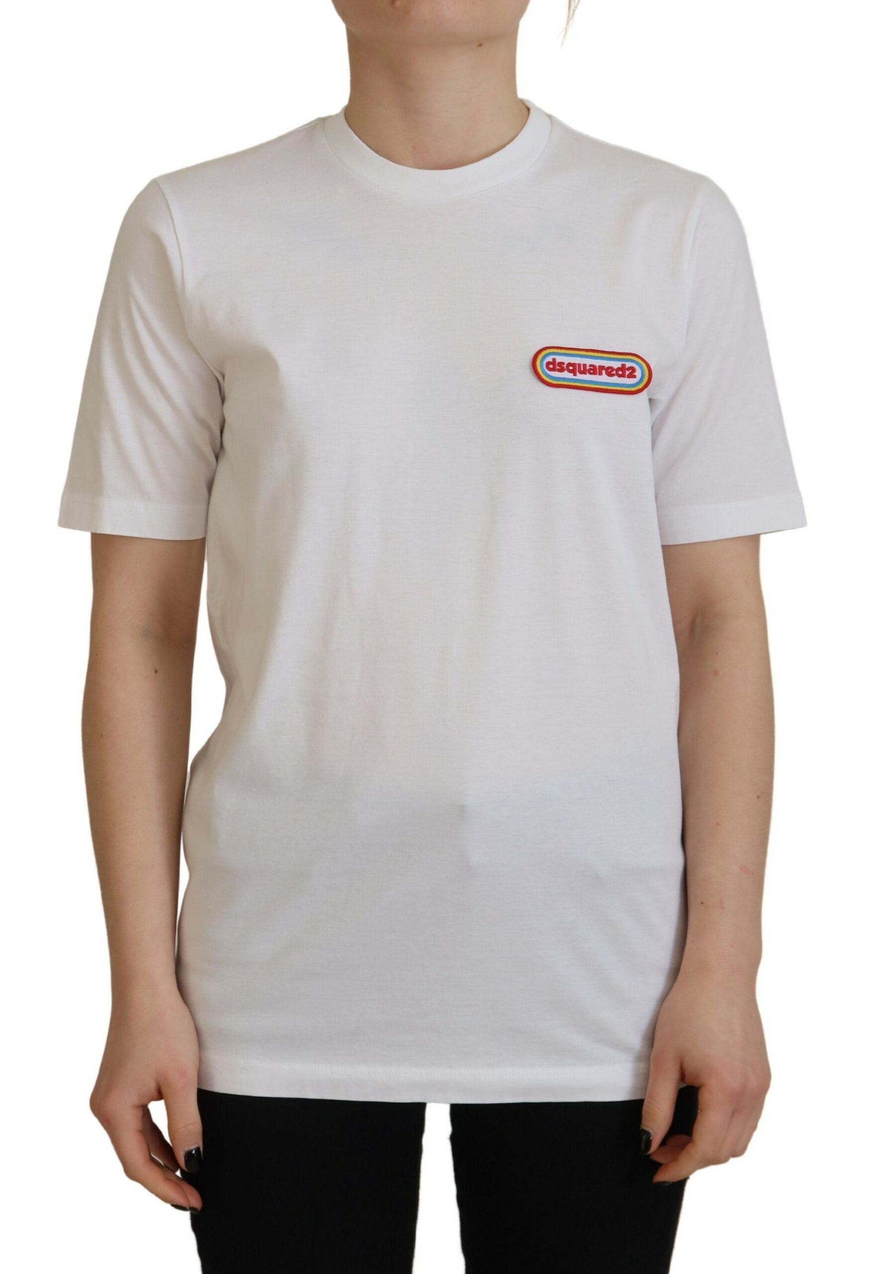 Dsquared² White Logo Patch Crewneck Short Sleeve Tee Women's T-shirt (Pre-Owned)