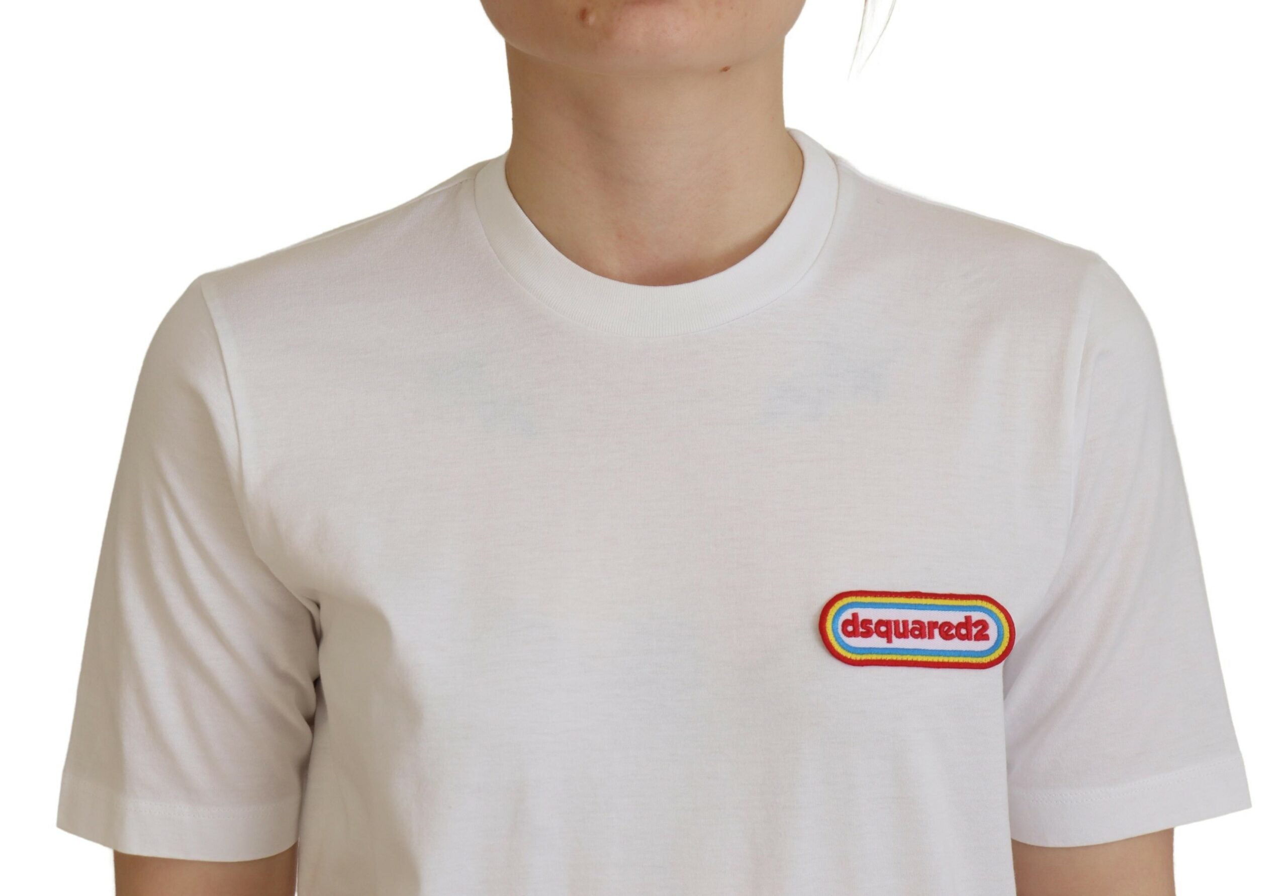 Dsquared² White Logo Patch Crewneck Short Sleeve Tee Women's T-shirt (Pre-Owned)