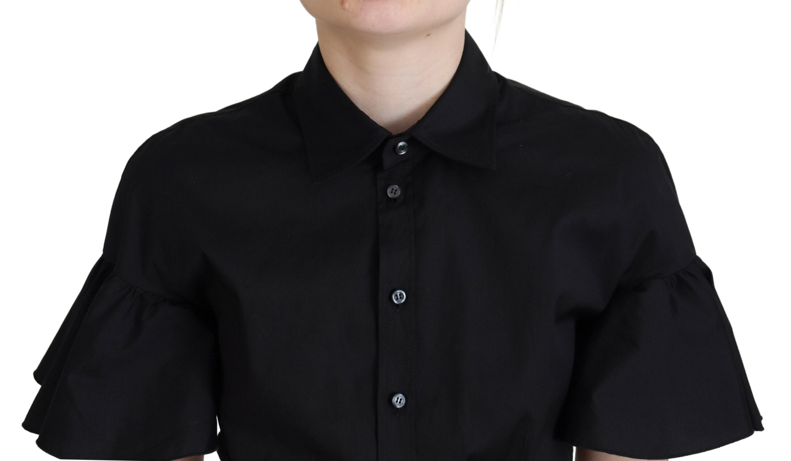 Dsquared² Black Collared Button Down Short Sleeve Cropped Women's Top (Pre-Owned)