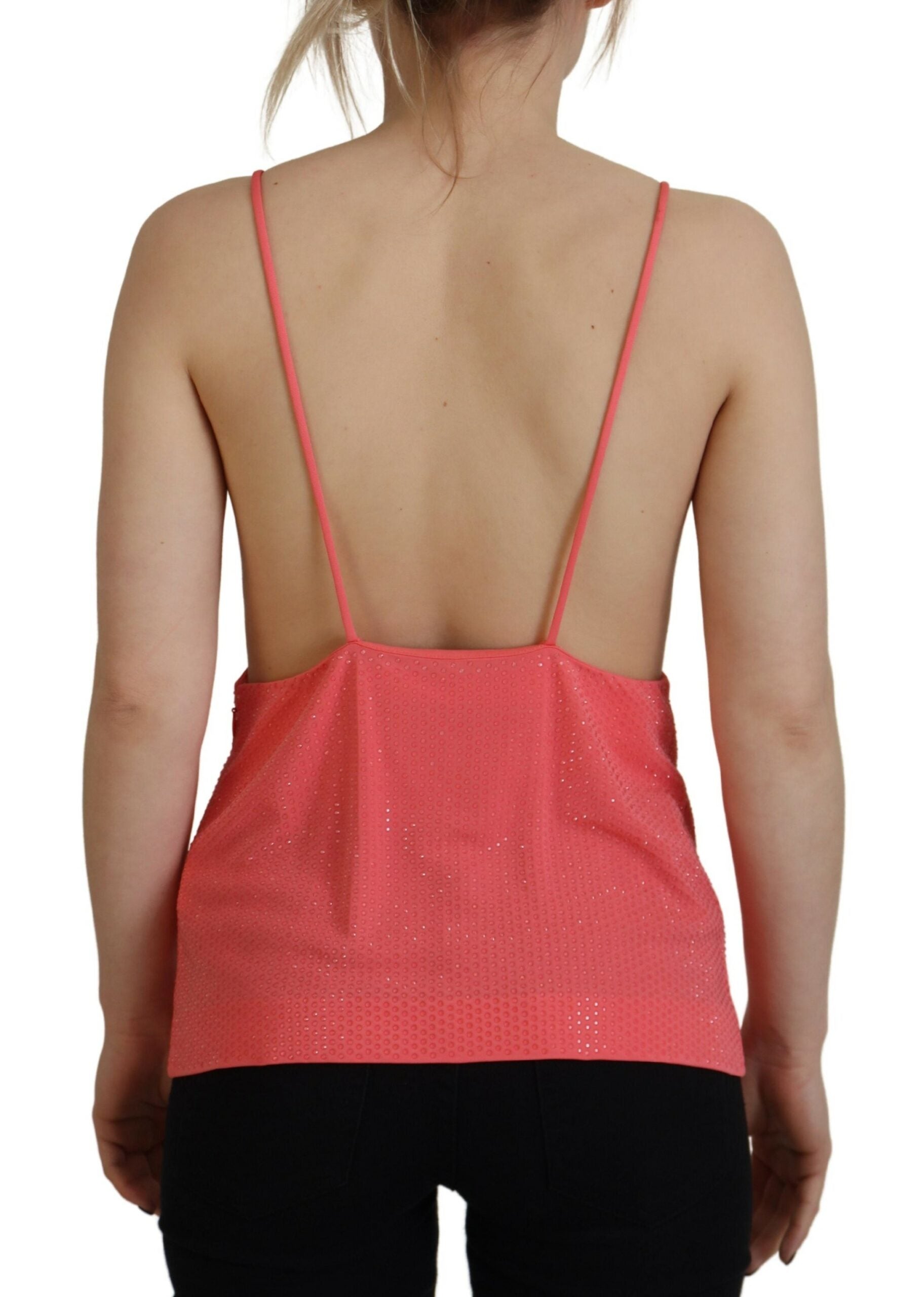 Dsquared² Pink Sleeveless Spaghetti Strap Cami V-neck Women's Top (Pre-Owned)