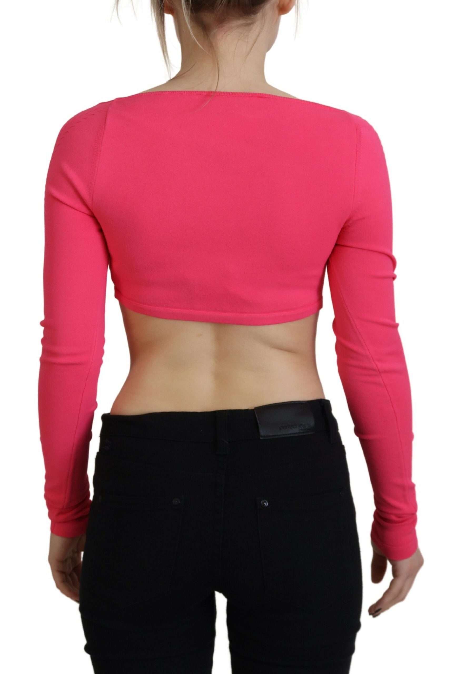Dsquared² Pink Viscose Knit Square Neck Long Sleeves Women's Top (Pre-Owned)