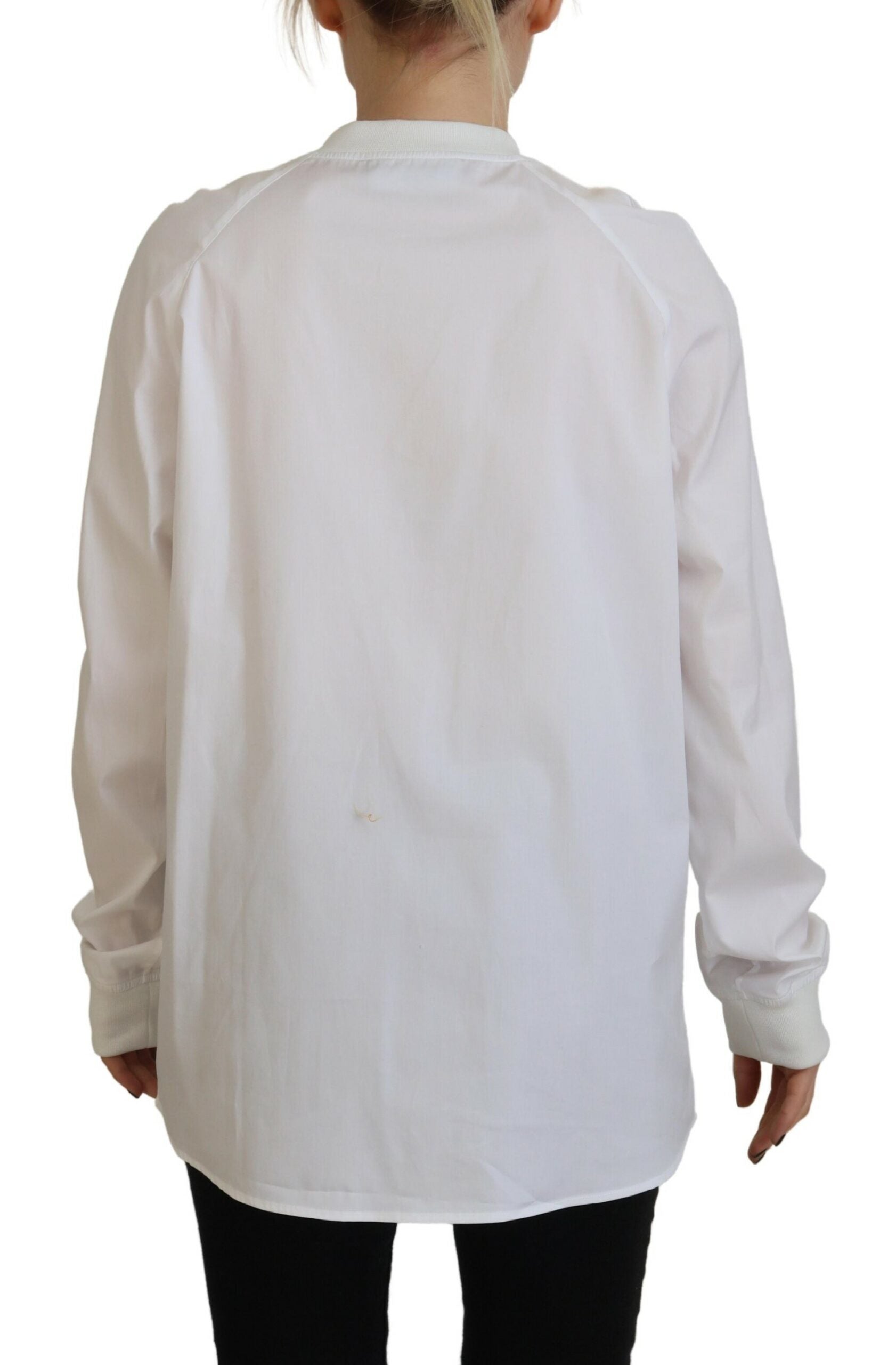 Dsquared² White Cotton Button Down Long Sleeves Crewneck Women's Top (Pre-Owned)