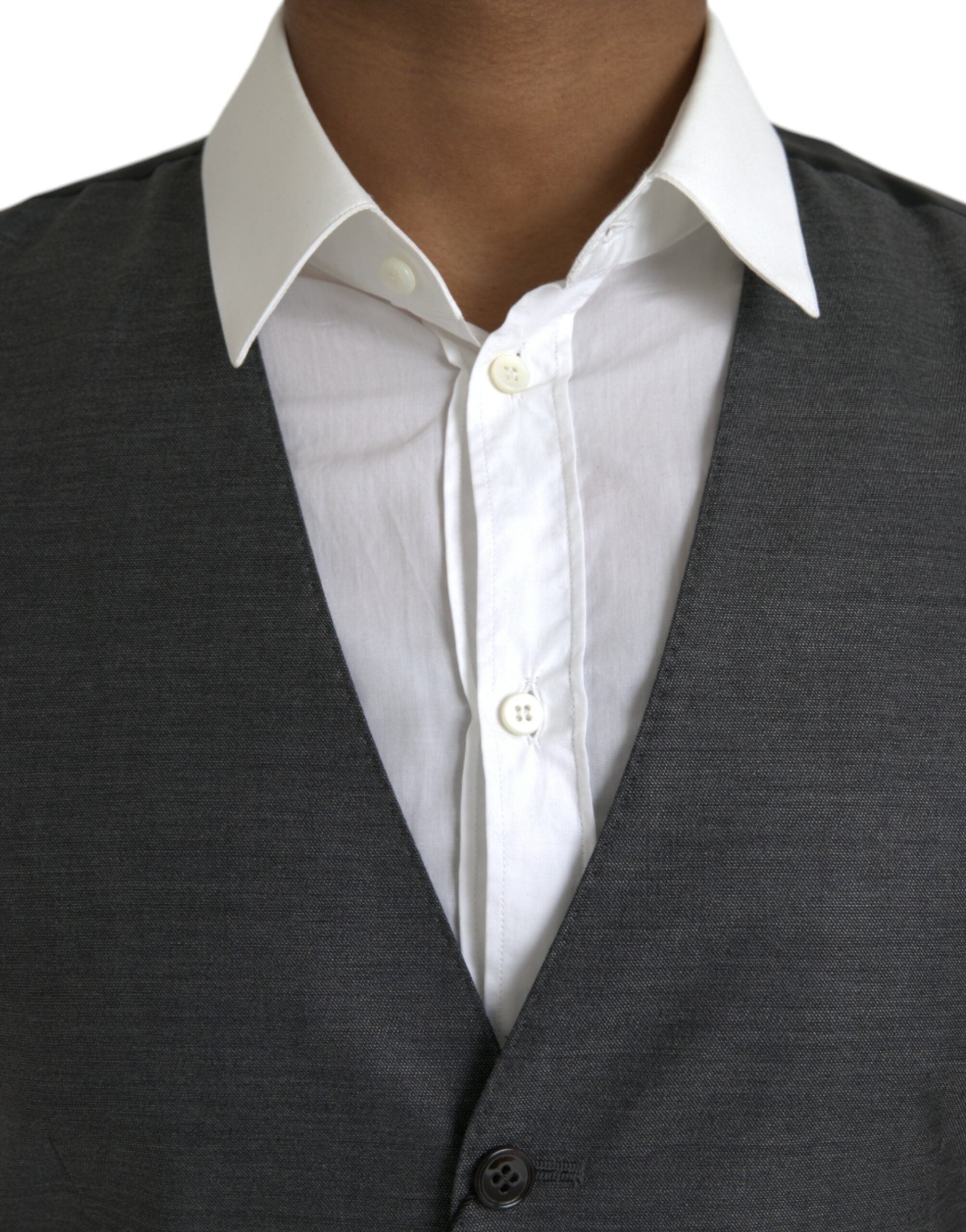 Dolce & Gabbana Gray Wool Formal Dress Waistcoat Men's Vest