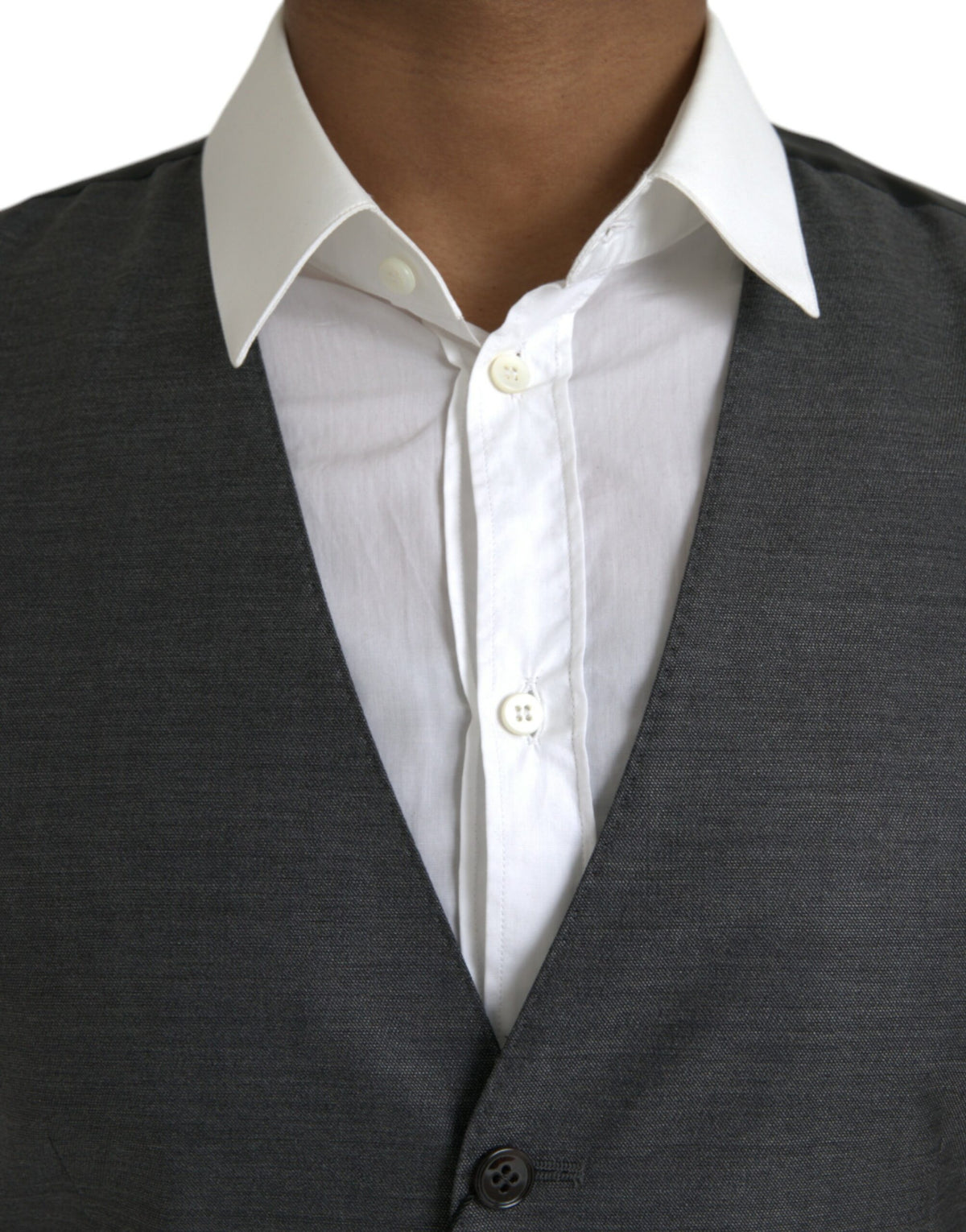 Dolce & Gabbana Gray Wool Formal Dress Waistcoat Men's Vest
