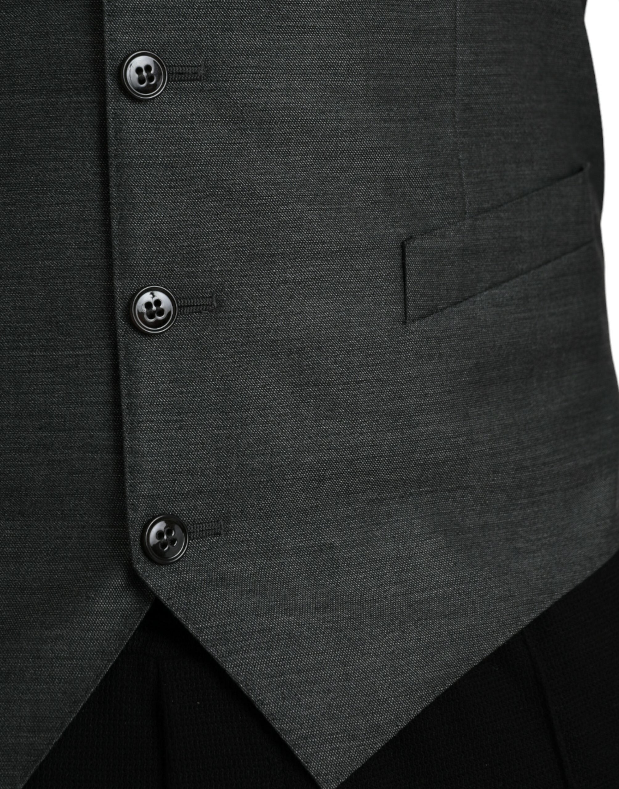 Dolce & Gabbana Gray Wool Formal Dress Waistcoat Men's Vest