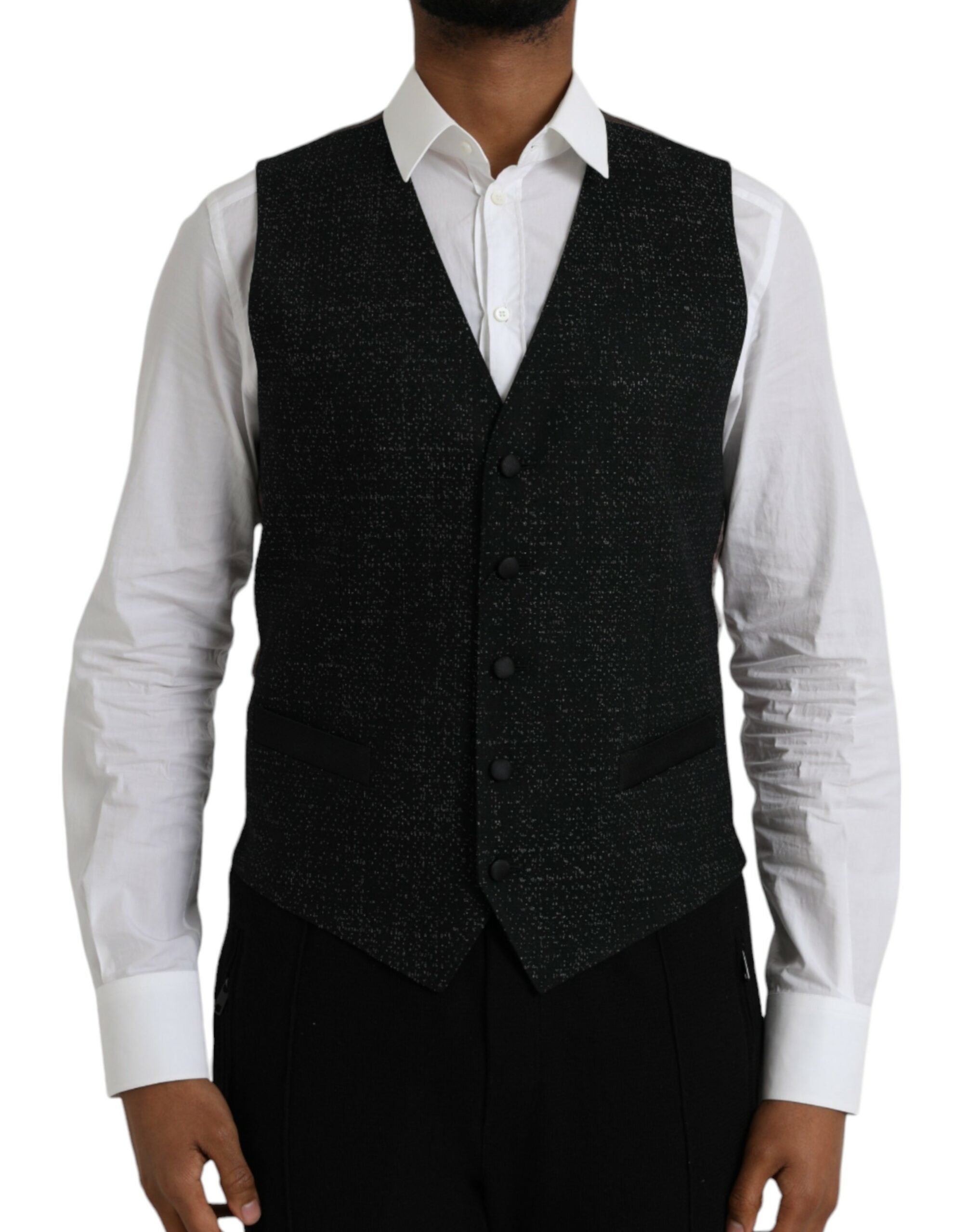 Dolce & Gabbana Black Brown Silk Waistcoat Dress Formal Men's Vest