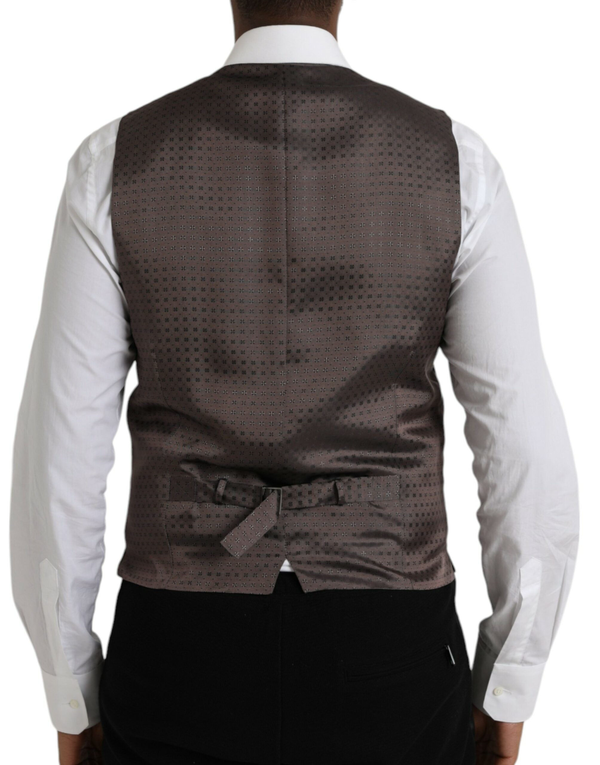 Dolce & Gabbana Black Brown Silk Waistcoat Dress Formal Men's Vest