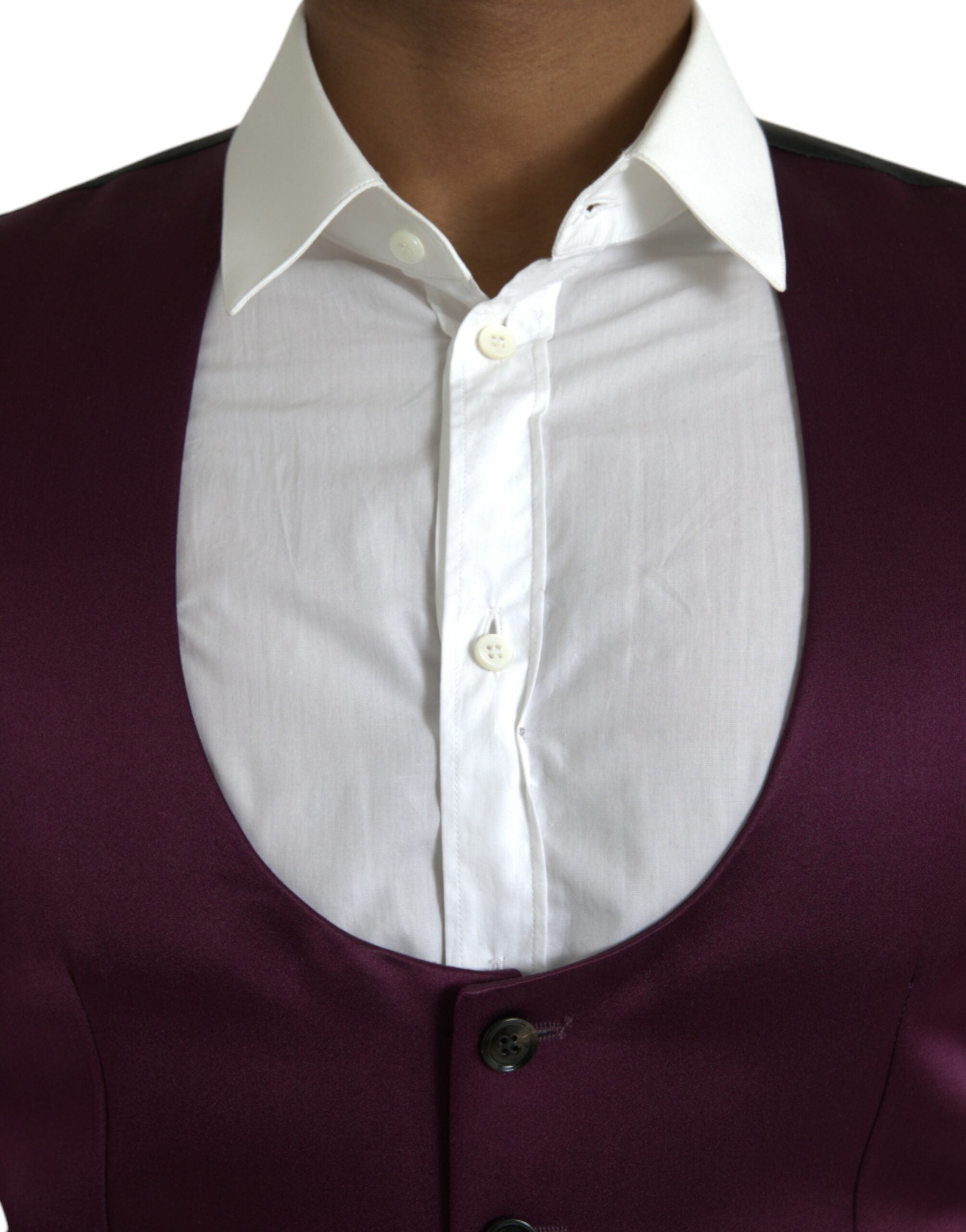 Dolce & Gabbana Maroon Satin Silk Waistcoat Dress Formal Men's Vest