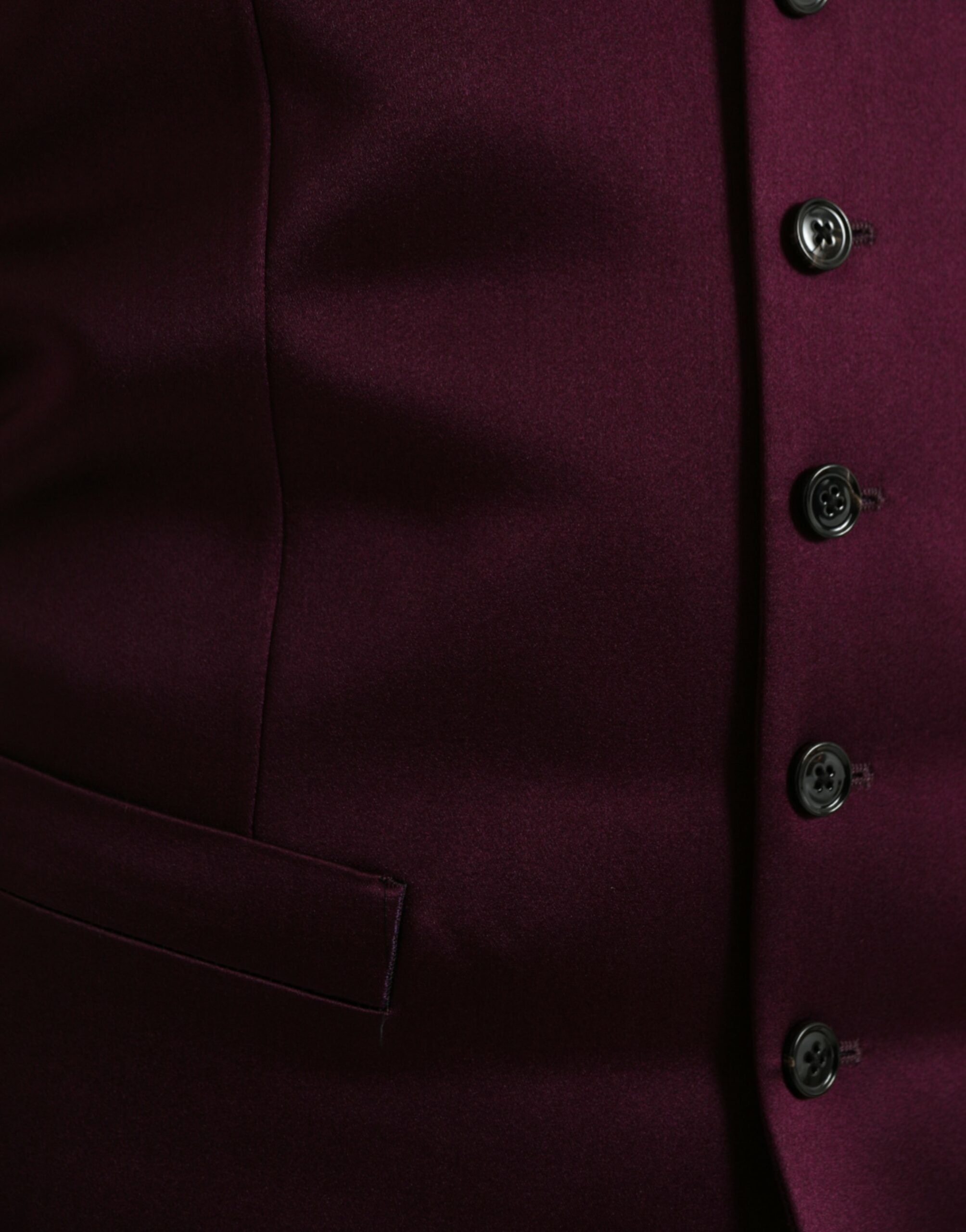 Dolce & Gabbana Maroon Satin Silk Waistcoat Dress Formal Men's Vest