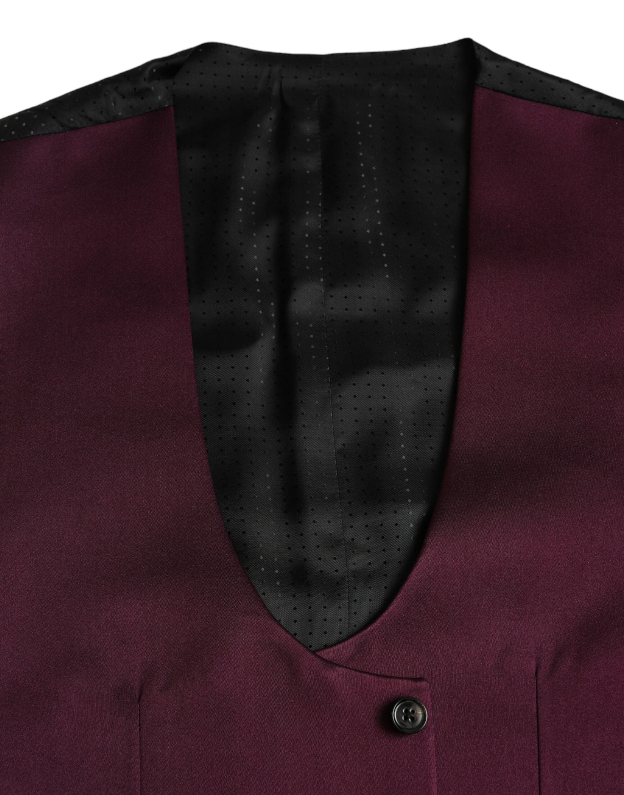 Dolce & Gabbana Maroon Satin Silk Waistcoat Dress Formal Men's Vest
