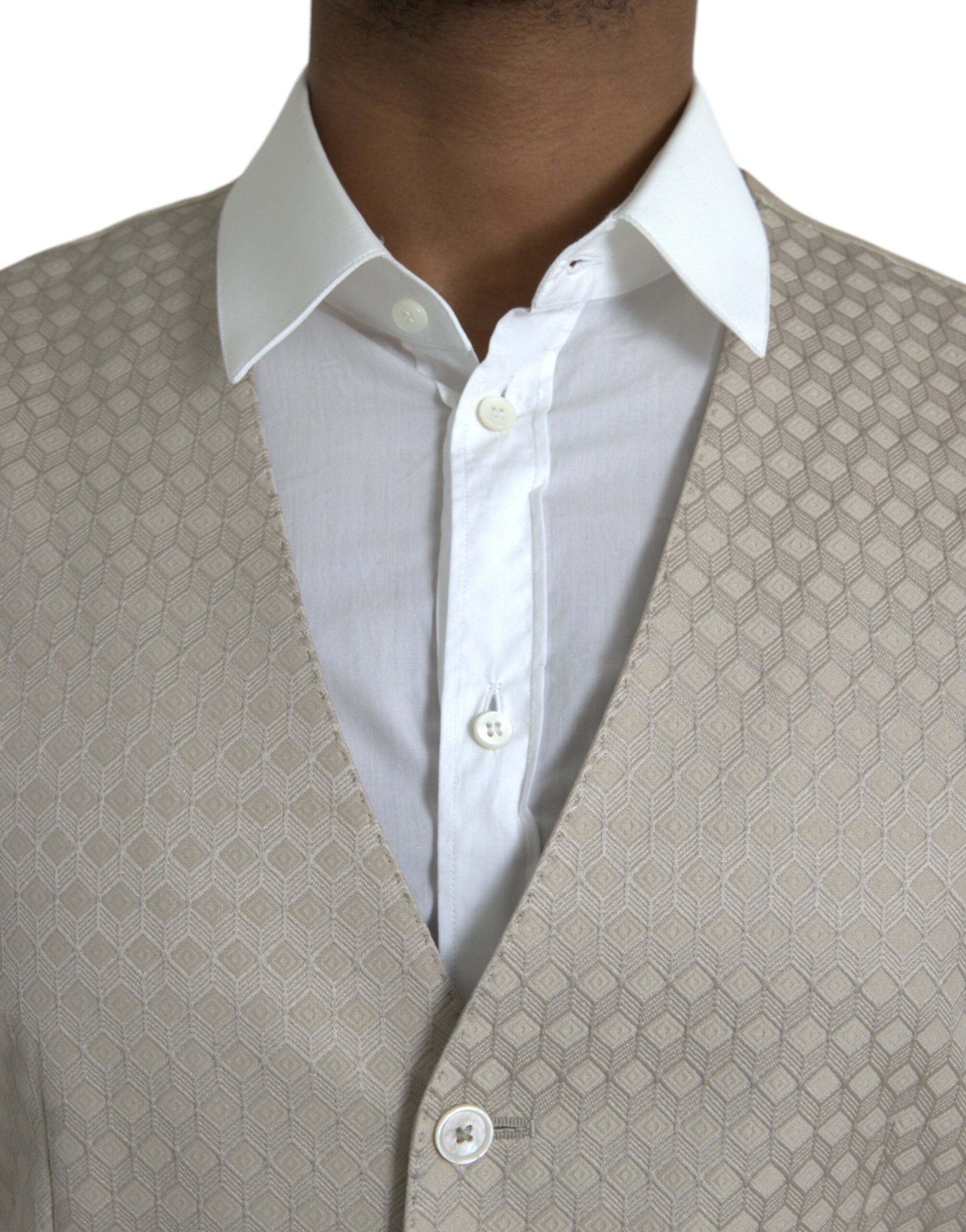 Dolce & Gabbana Off White Cotton Waistcoat Dress Formal Men's Vest