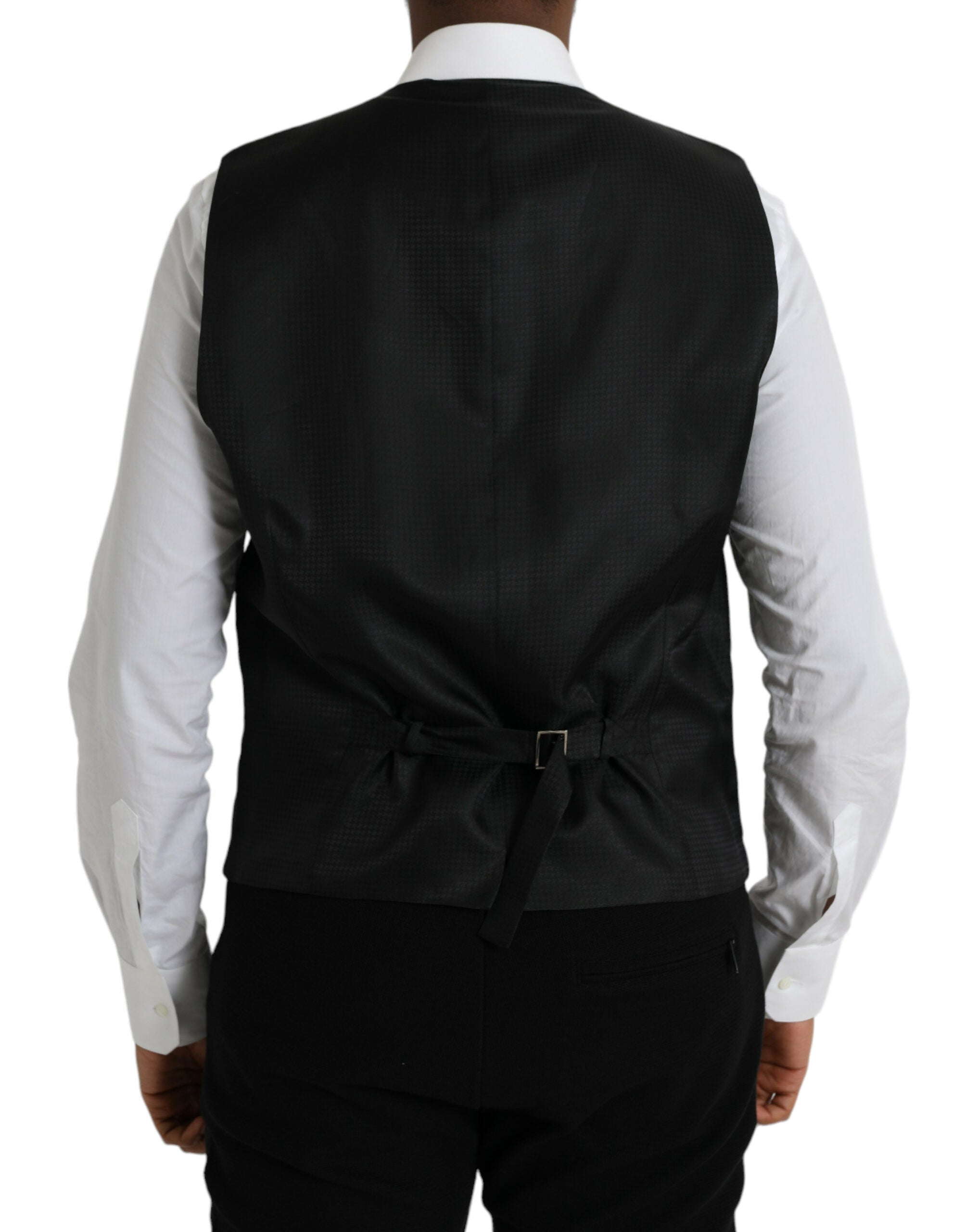 Dolce & Gabbana Black Wool Waistcoat Dress Formal Men's Vest