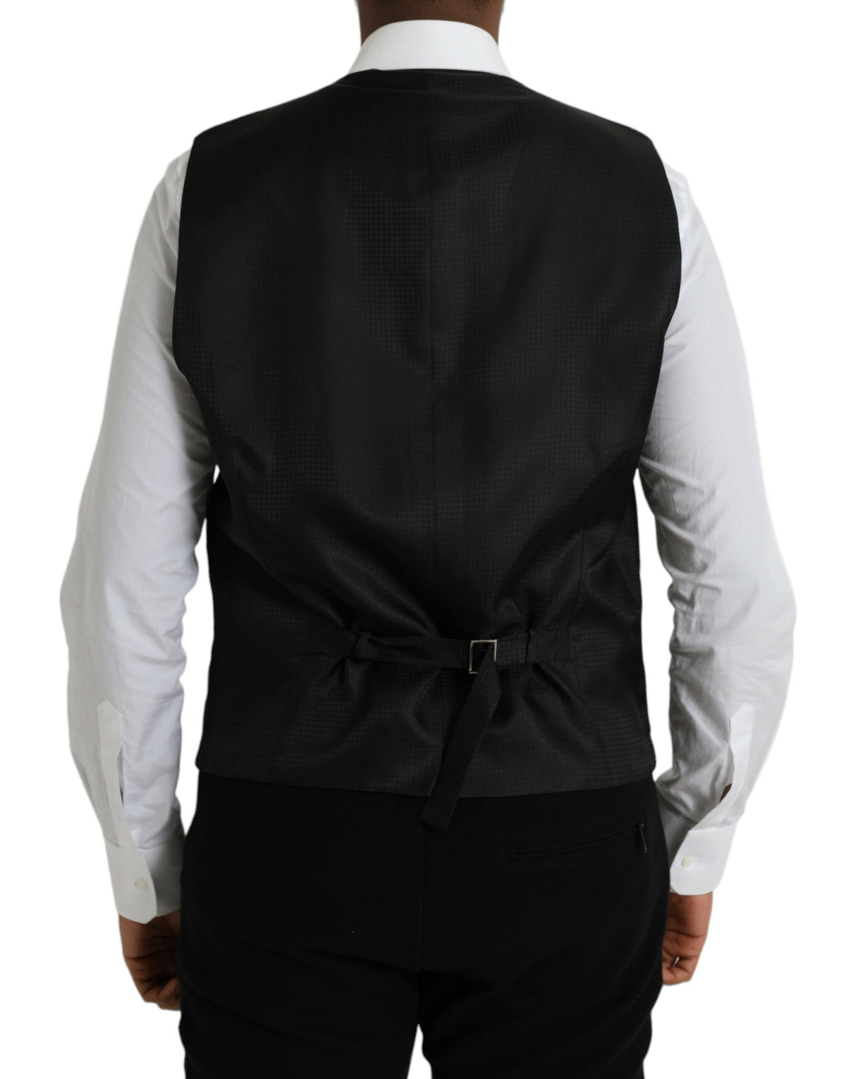 Dolce & Gabbana Black Wool Waistcoat Dress Formal Men's Vest