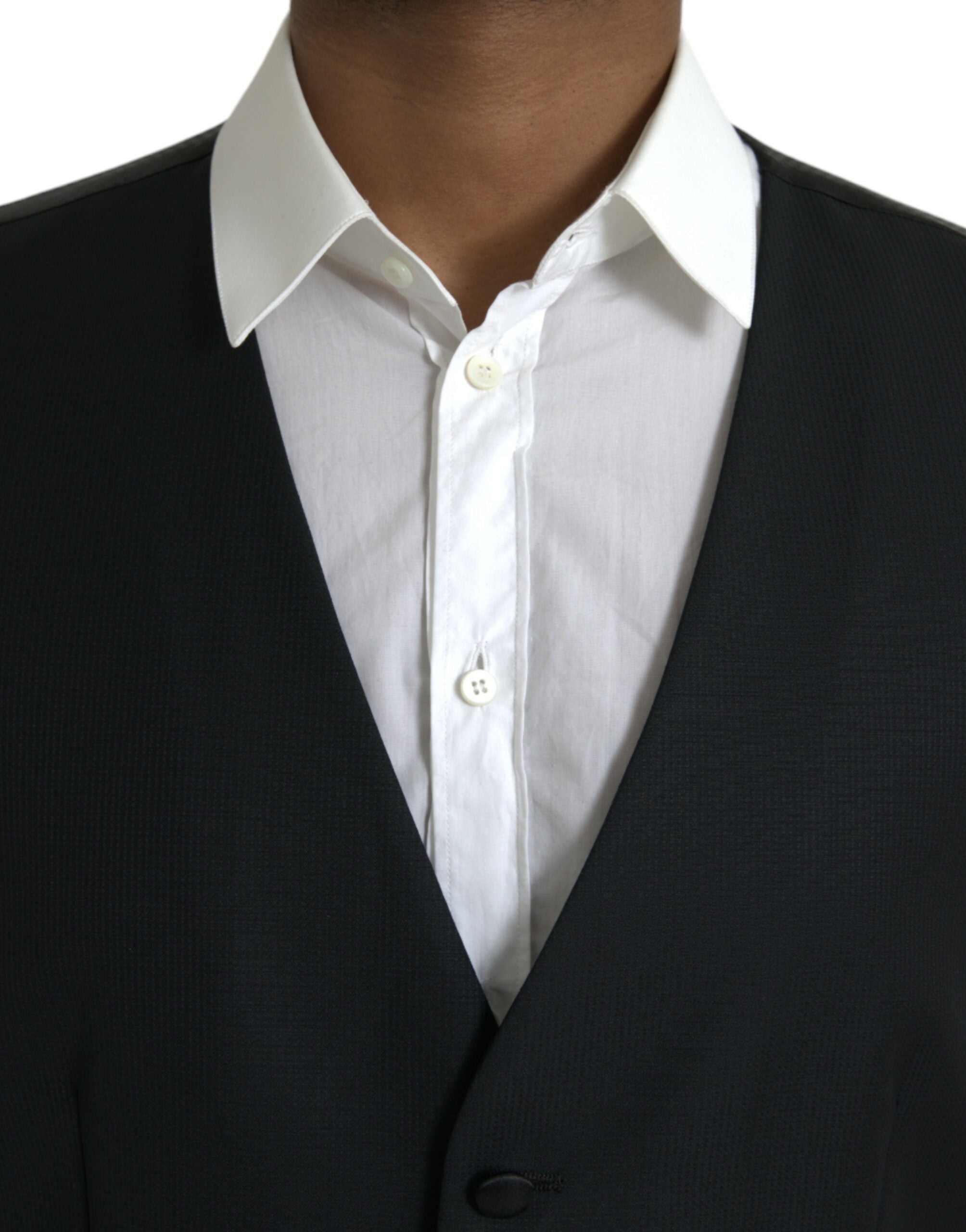 Dolce & Gabbana Black Wool Waistcoat Dress Formal Men's Vest