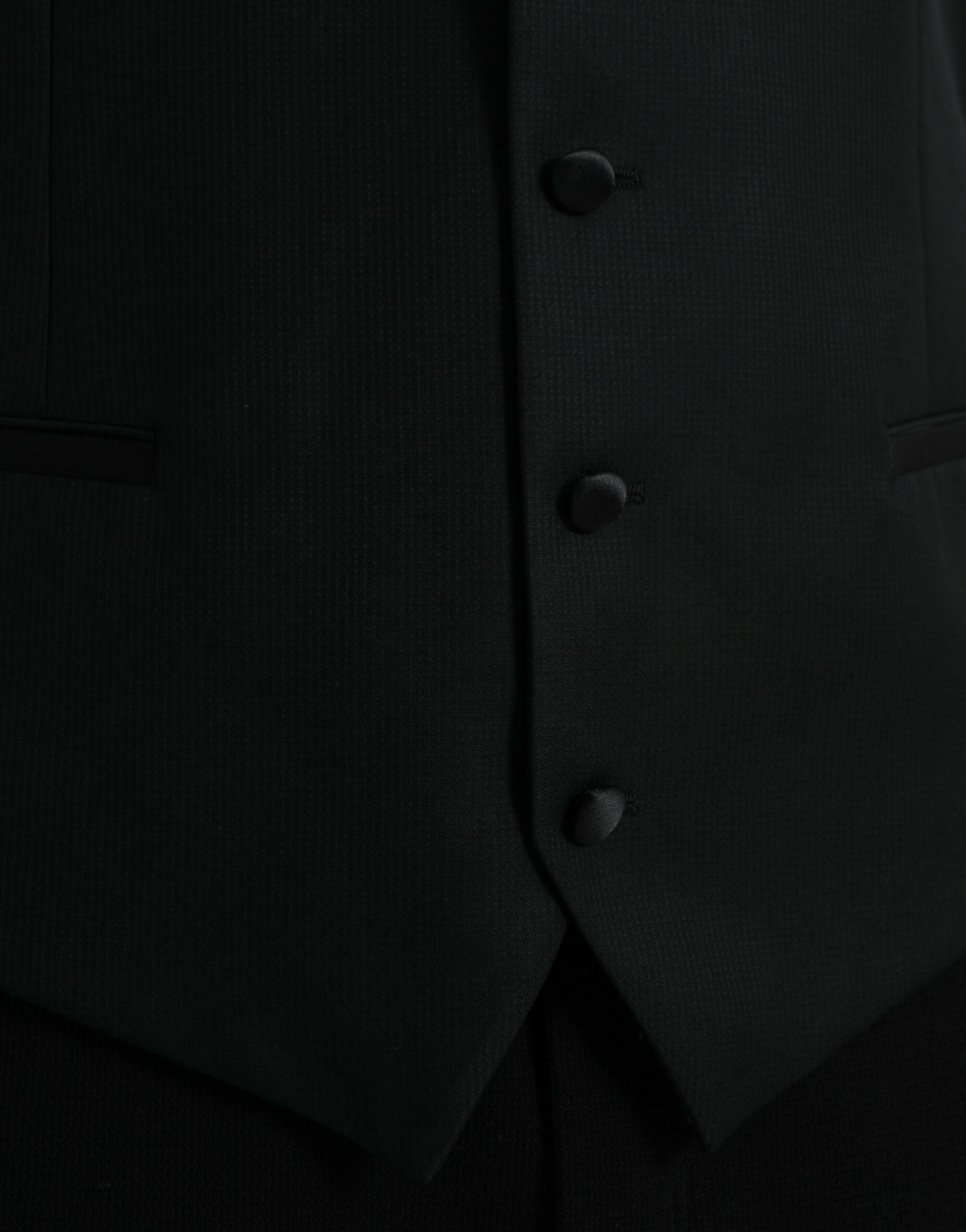 Dolce & Gabbana Black Wool Waistcoat Dress Formal Men's Vest