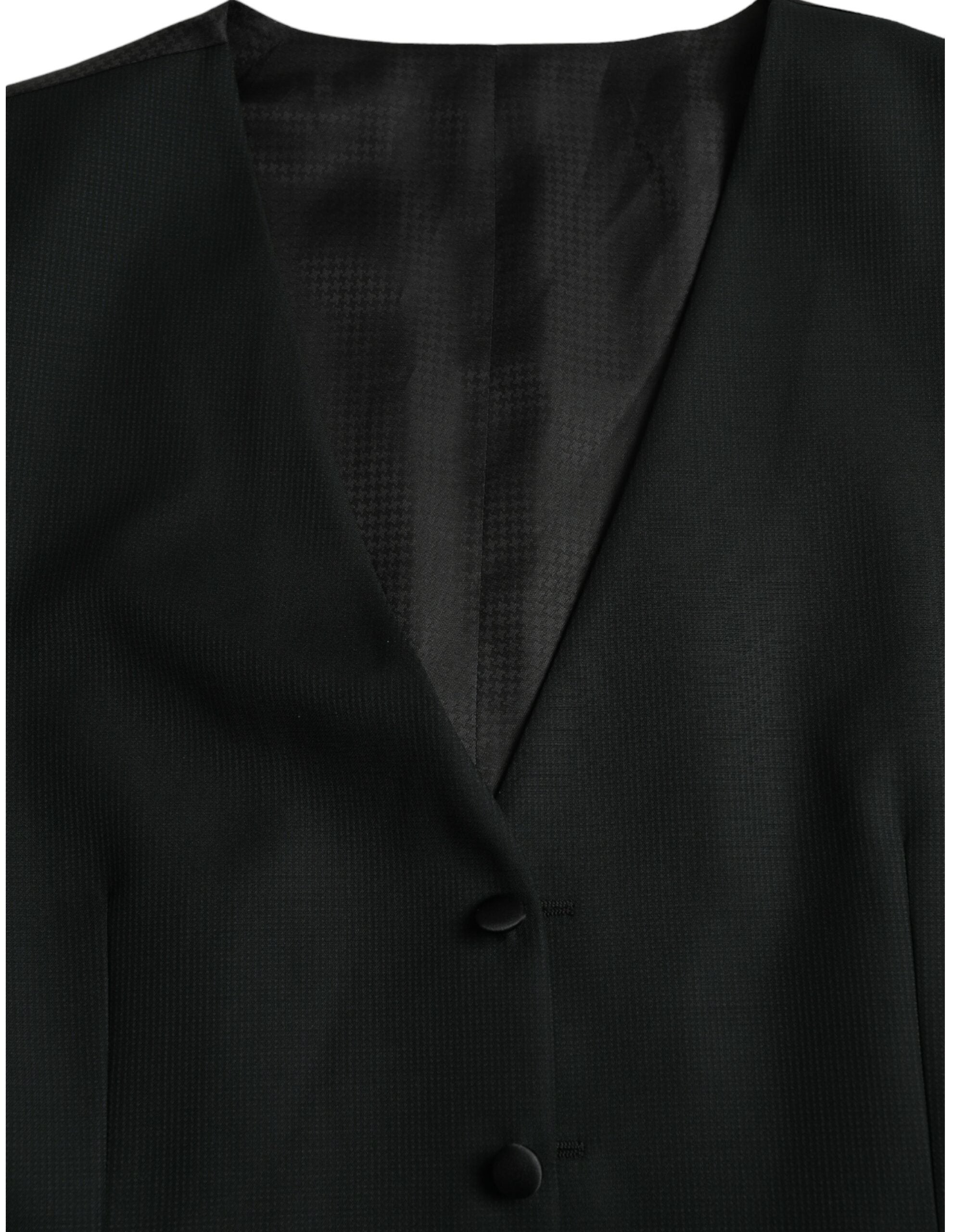 Dolce & Gabbana Black Wool Waistcoat Dress Formal Men's Vest