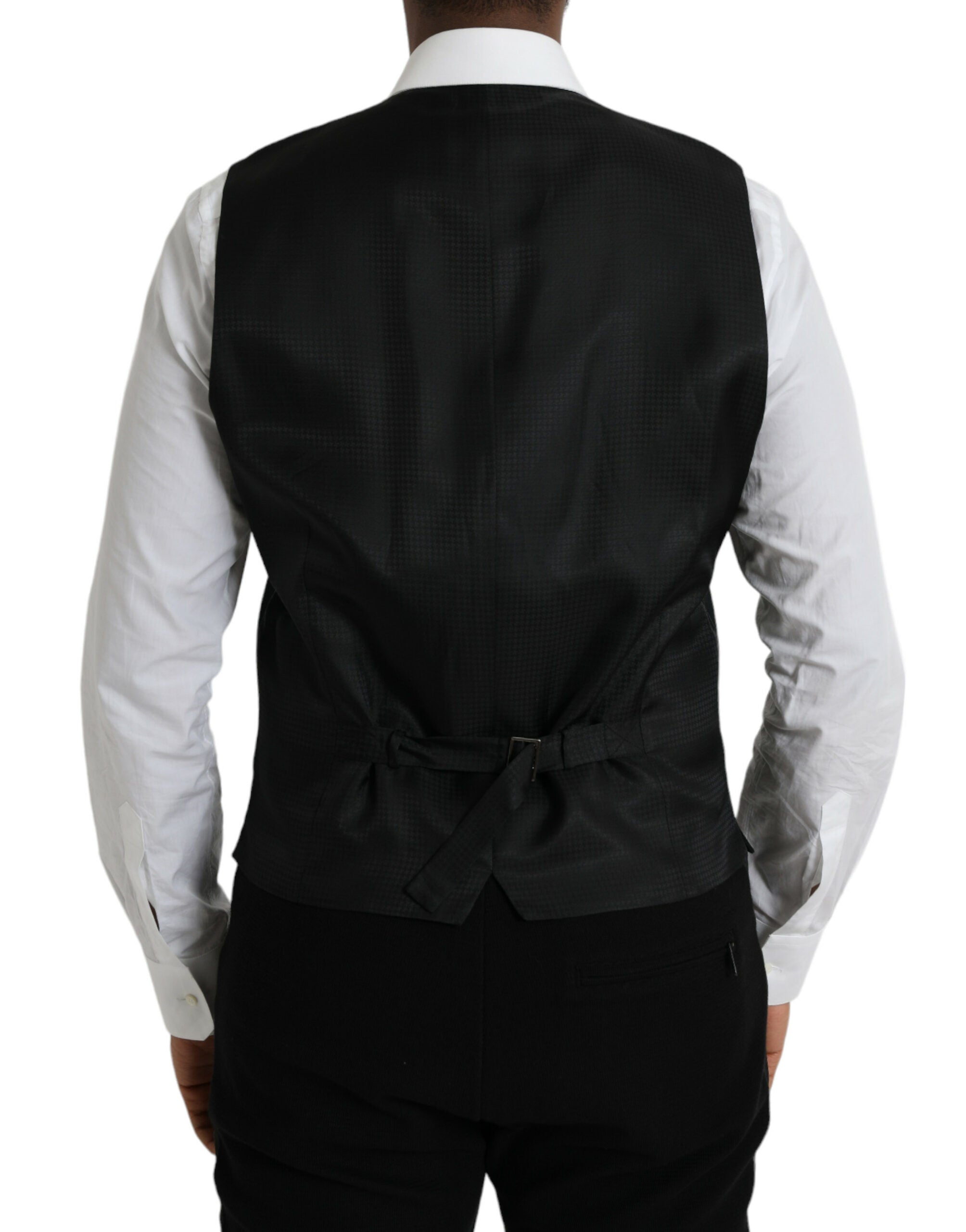 Dolce & Gabbana Black Wool Waistcoat Dress Formal Men's Vest