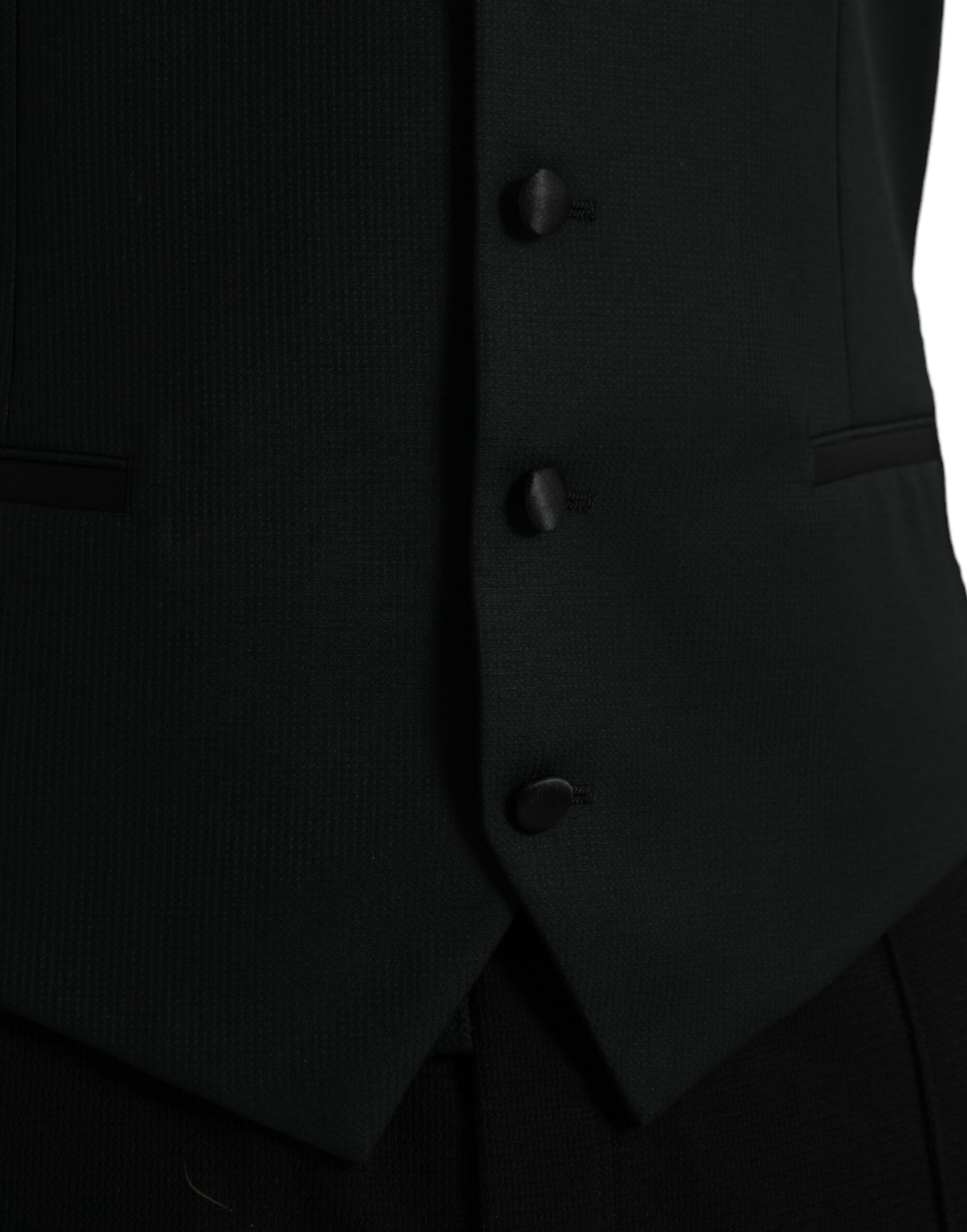 Dolce & Gabbana Black Wool Waistcoat Dress Formal Men's Vest