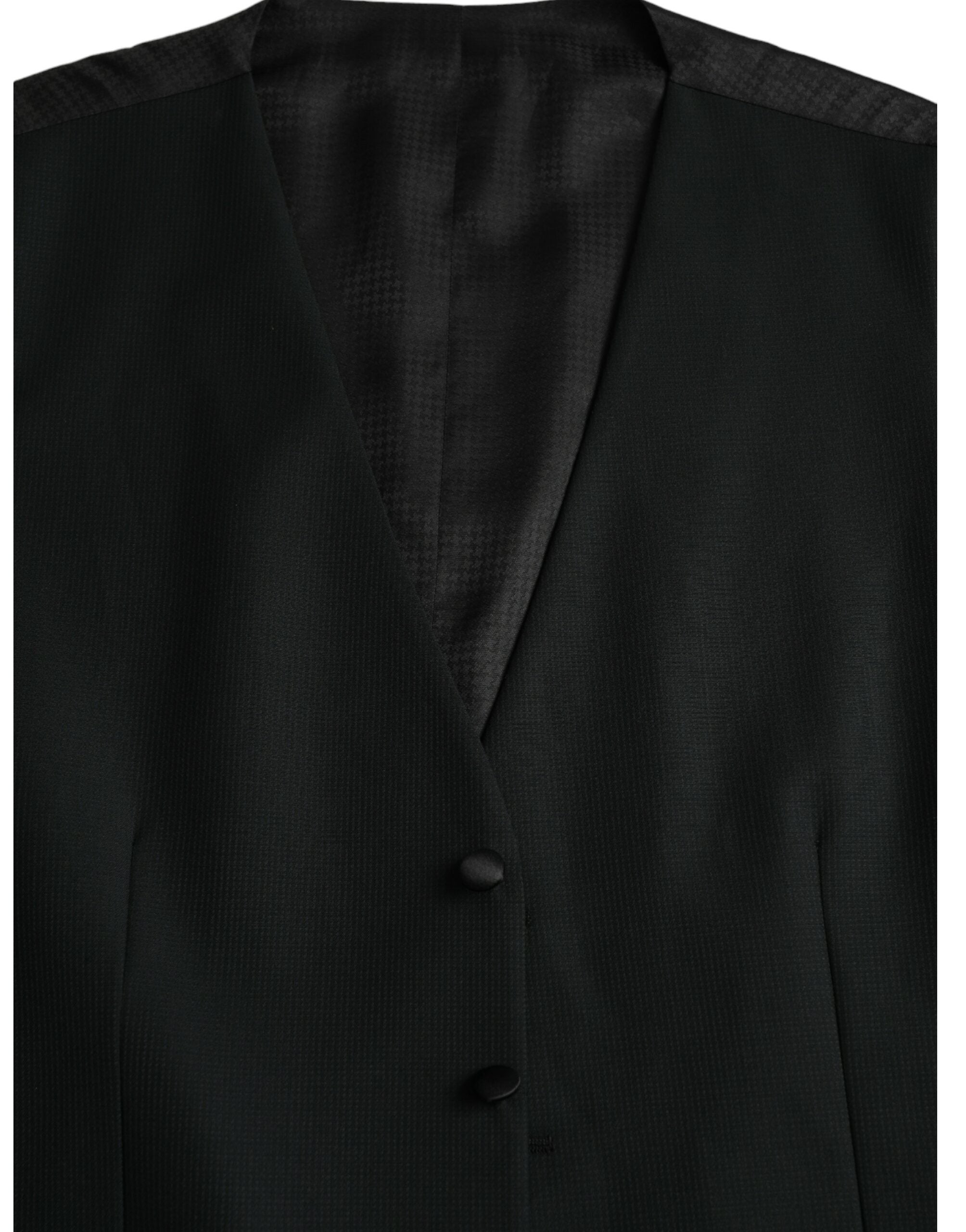 Dolce & Gabbana Black Wool Waistcoat Dress Formal Men's Vest