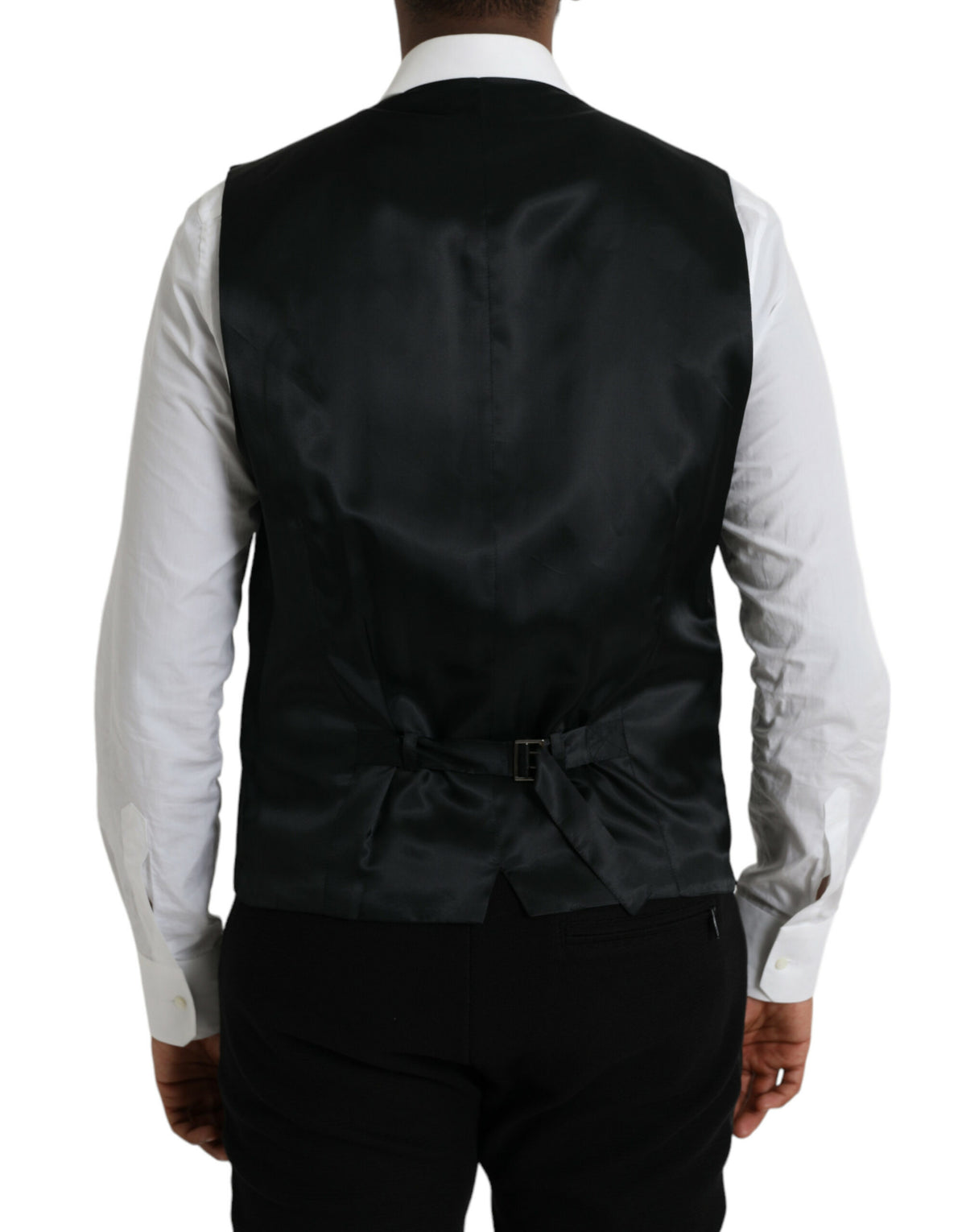 Dolce & Gabbana Black Wool Waistcoat Dress Formal Men's Vest