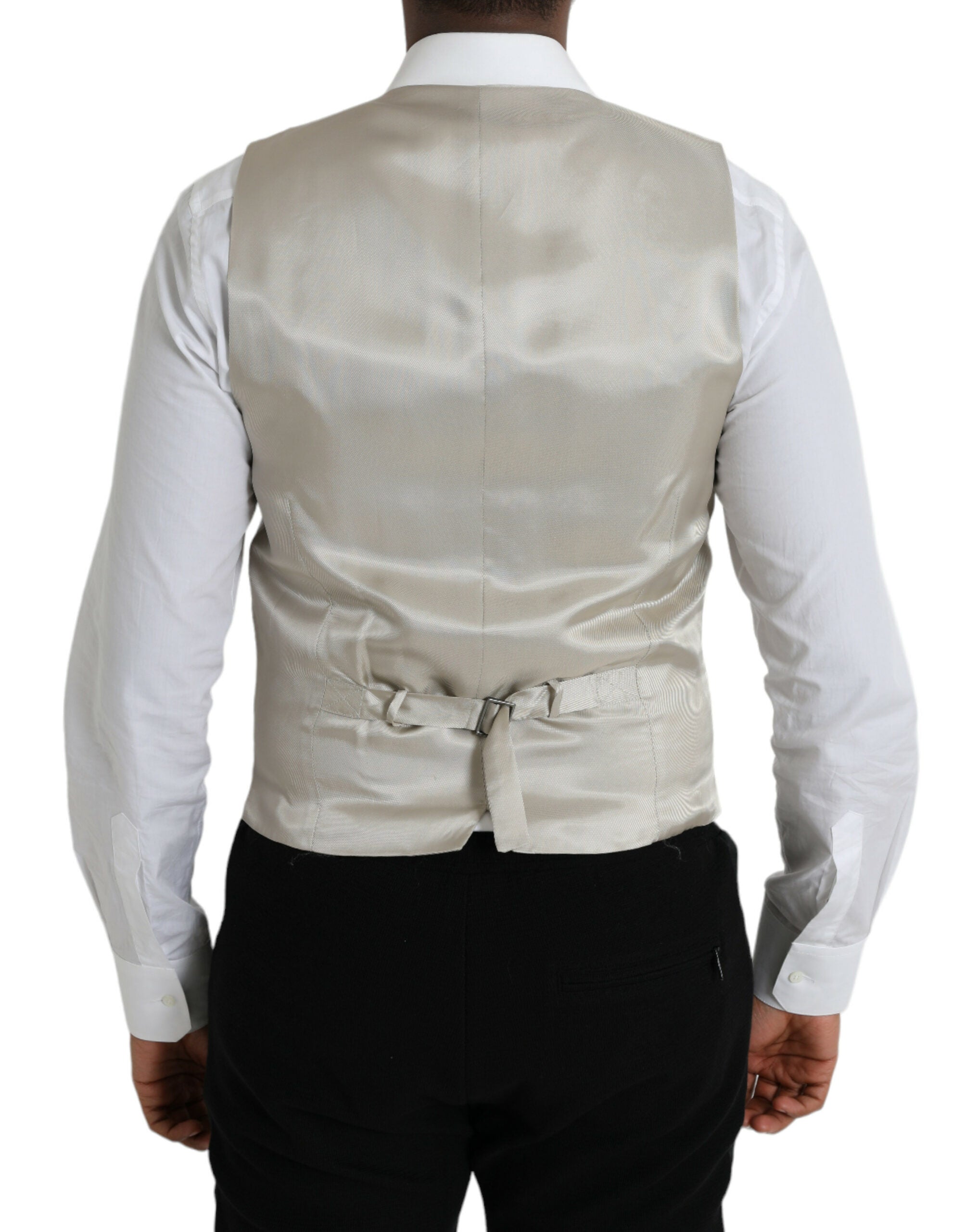 Dolce & Gabbana Light Gray Wool Formal Dress Waistcoat Men's Vest