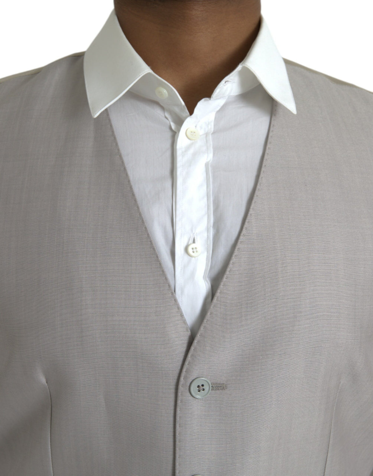 Dolce & Gabbana Light Gray Wool Formal Dress Waistcoat Men's Vest