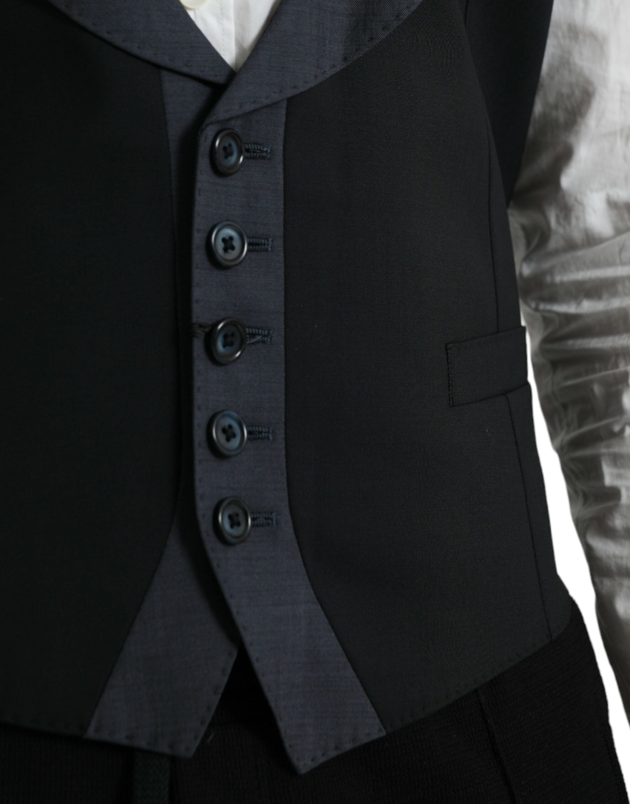 Dolce & Gabbana Black Wool Waistcoat Dress Formal Men's Vest