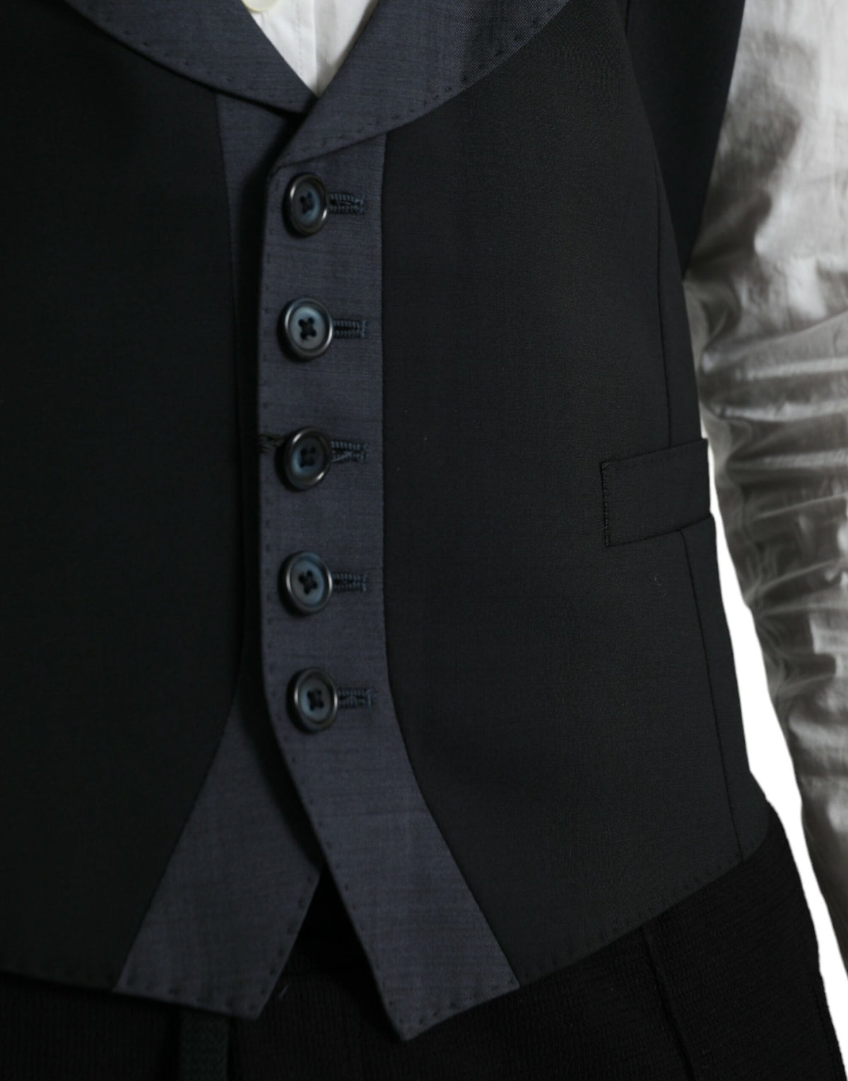 Dolce & Gabbana Black Wool Waistcoat Dress Formal Men's Vest